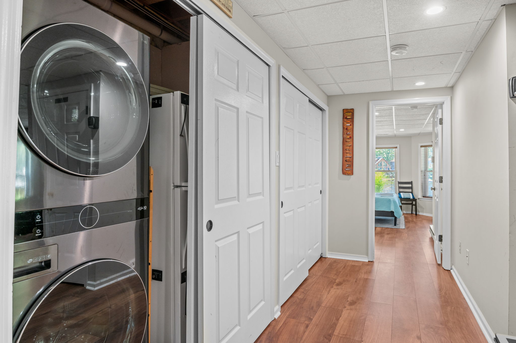 Convenient washer and dryer on the lower level for easy laundry during your stay