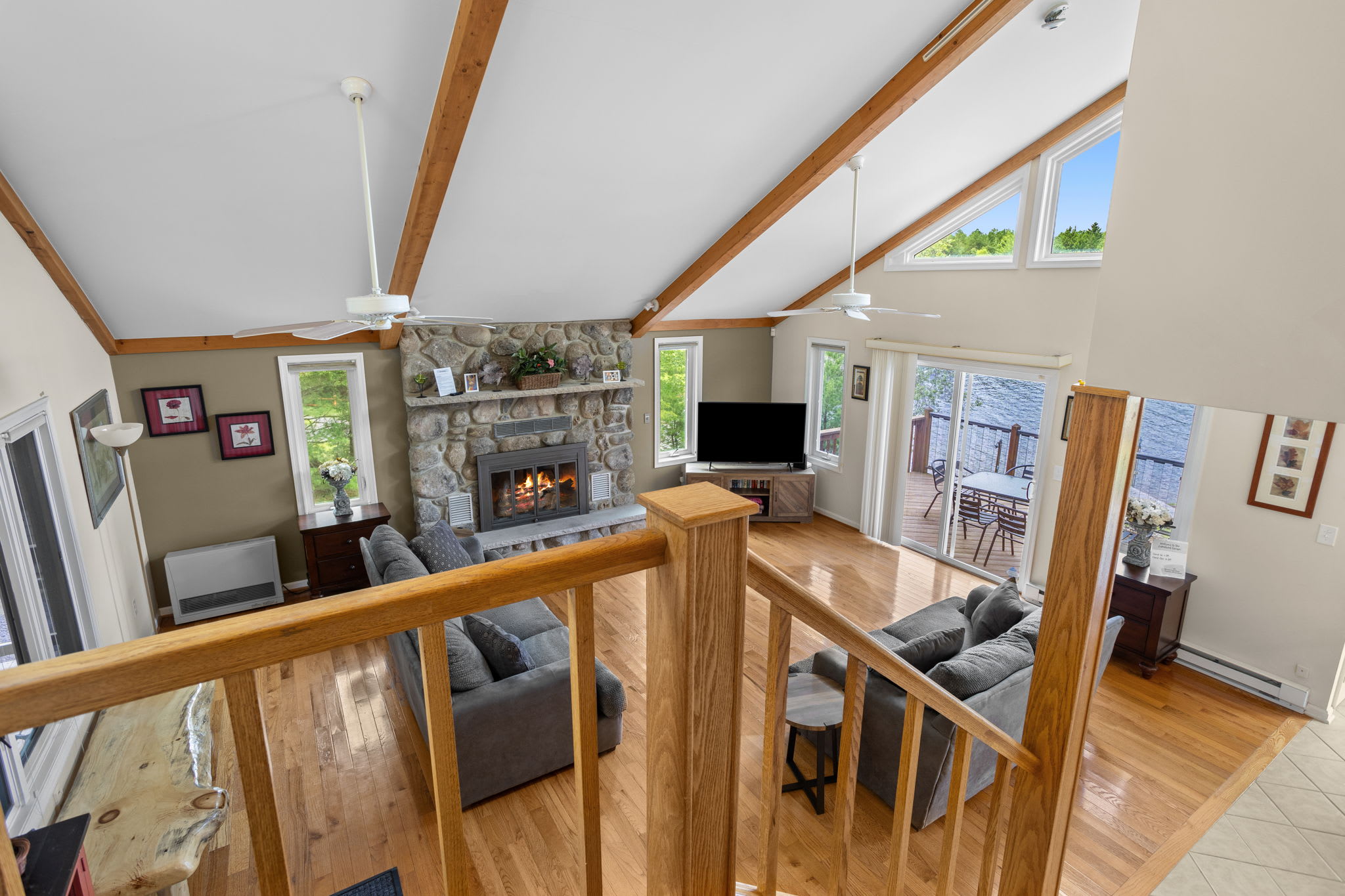 A loft view overlooking the open living area below