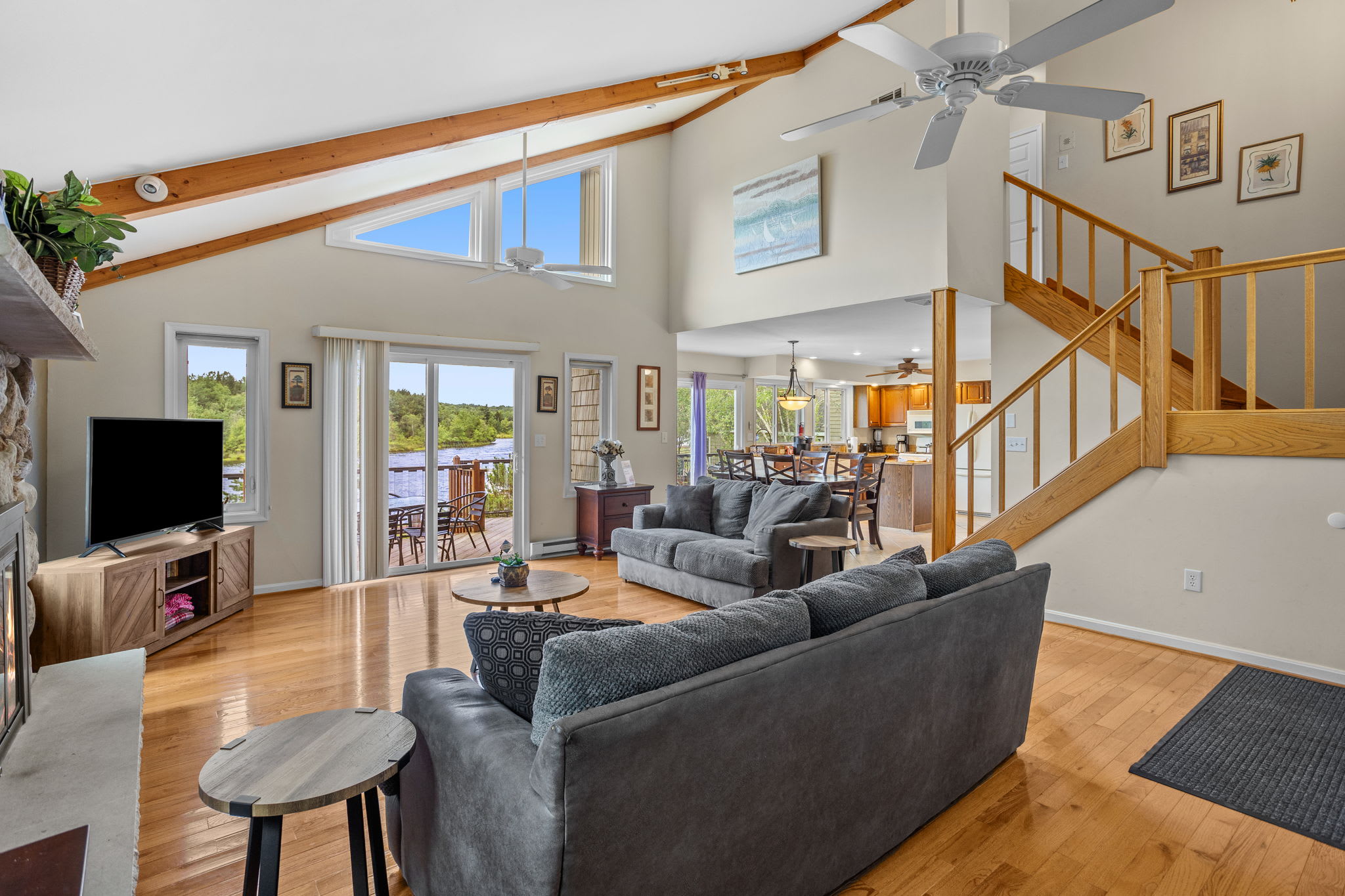 Spacious deck with views of the surrounding woodland