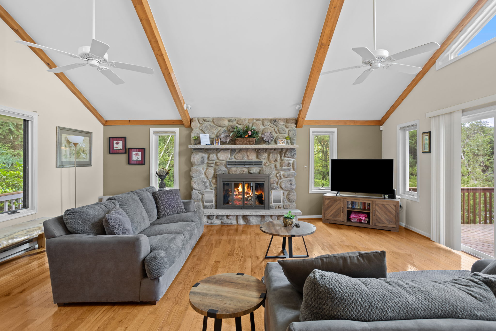 Vaulted wooden ceilings and an open layout made for gathering