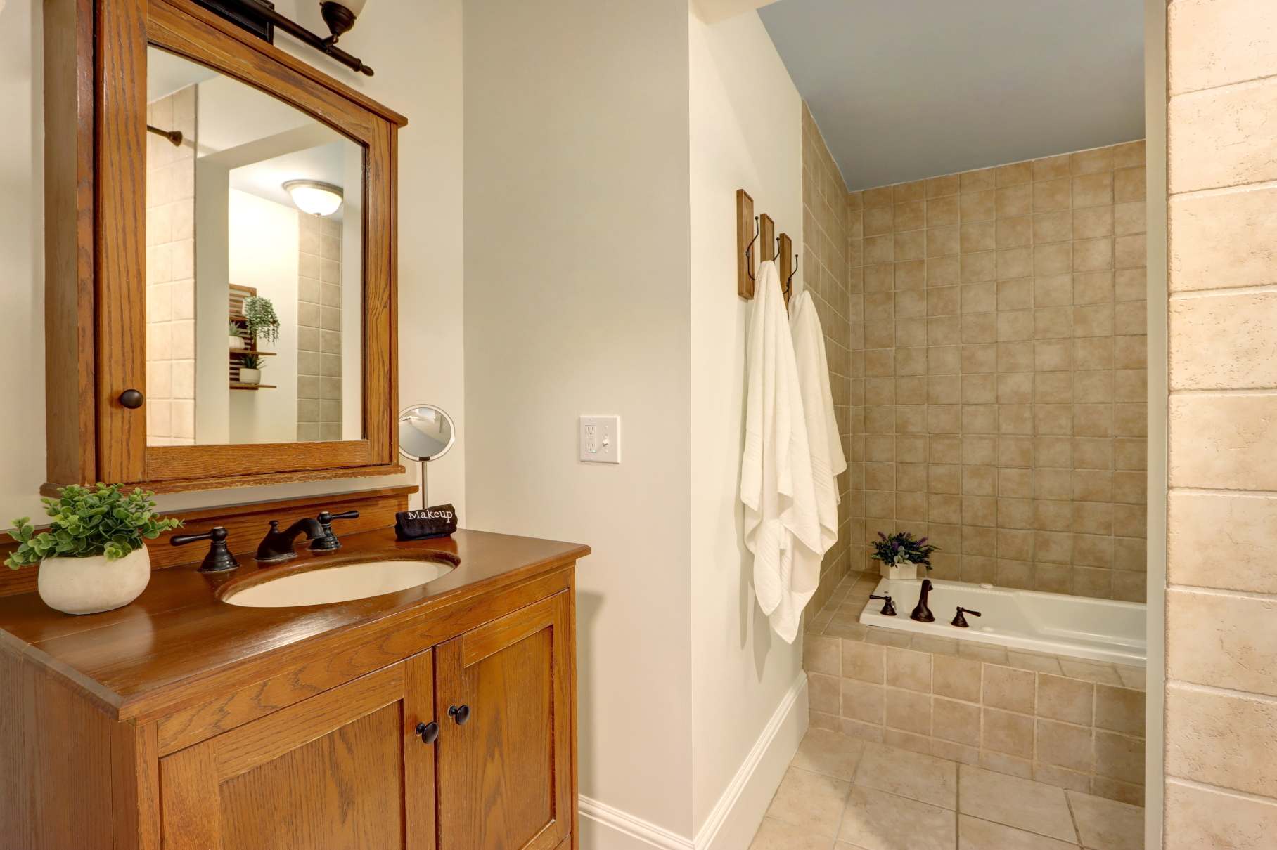 Hall bath - separate tub from shower. 