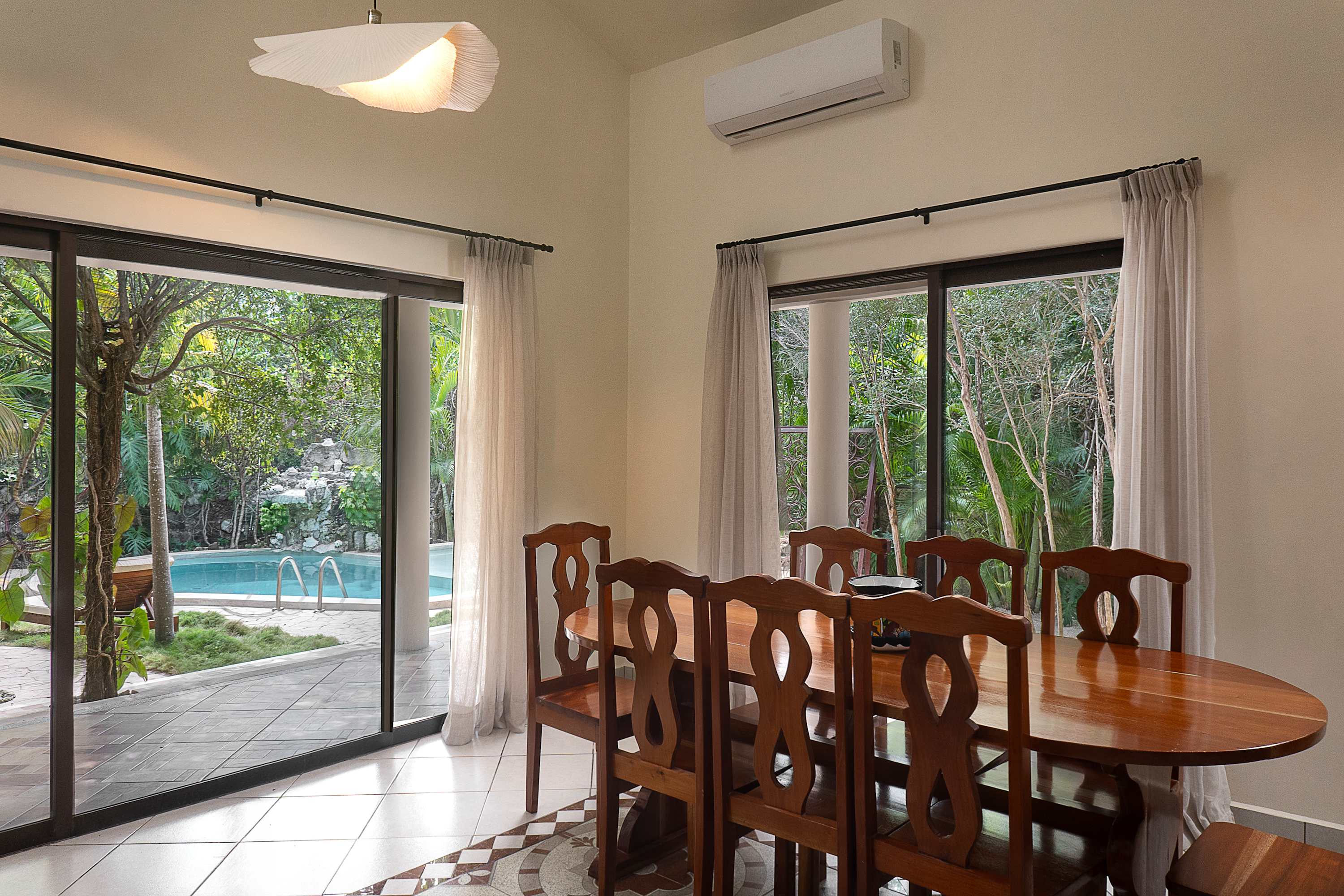 Mexican hacienda–style dining room with warm, authentic charm.