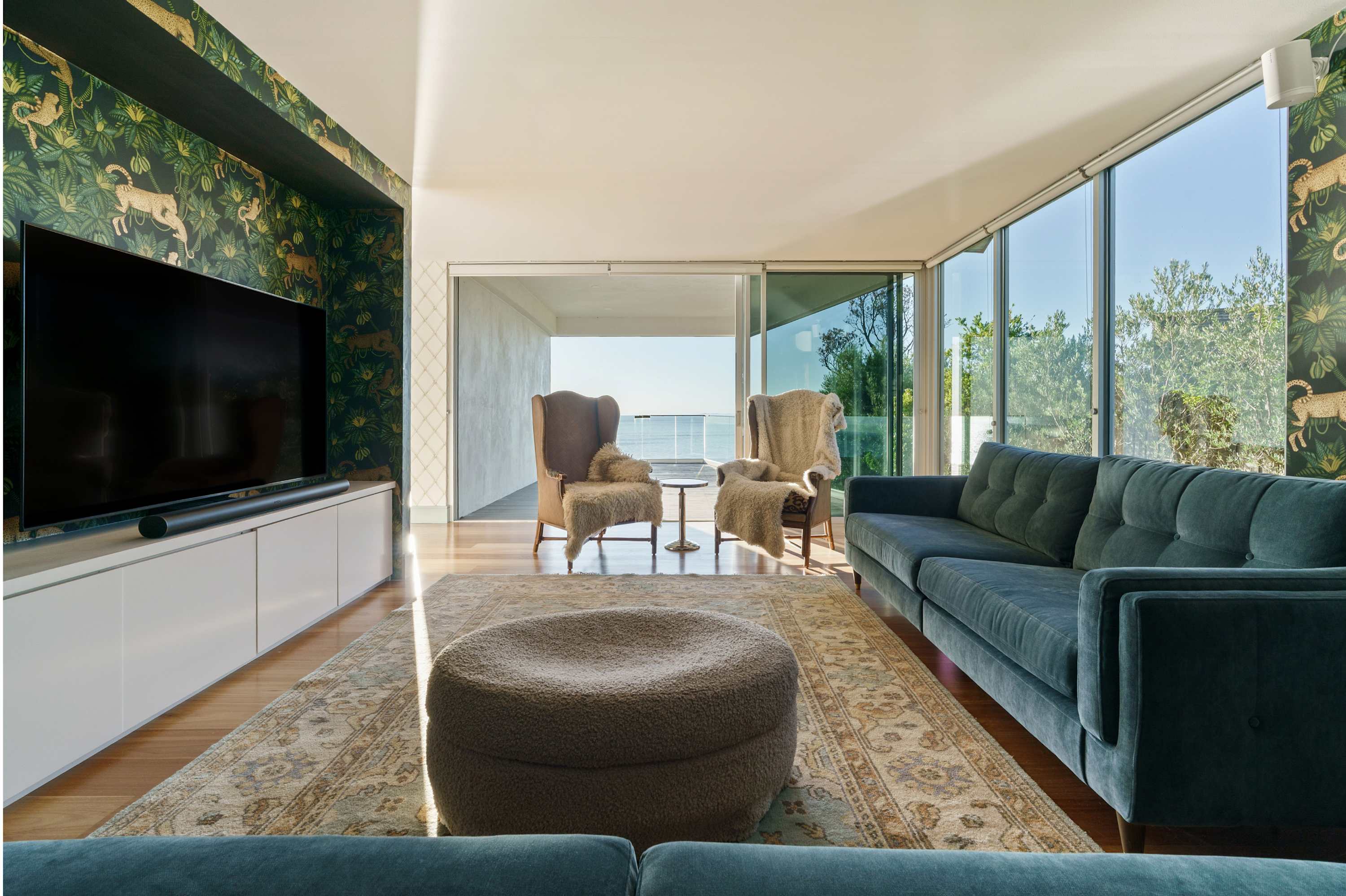 The main cinema room, acting as your private observatory over the bay
Split system heating and cooling can be found in this room