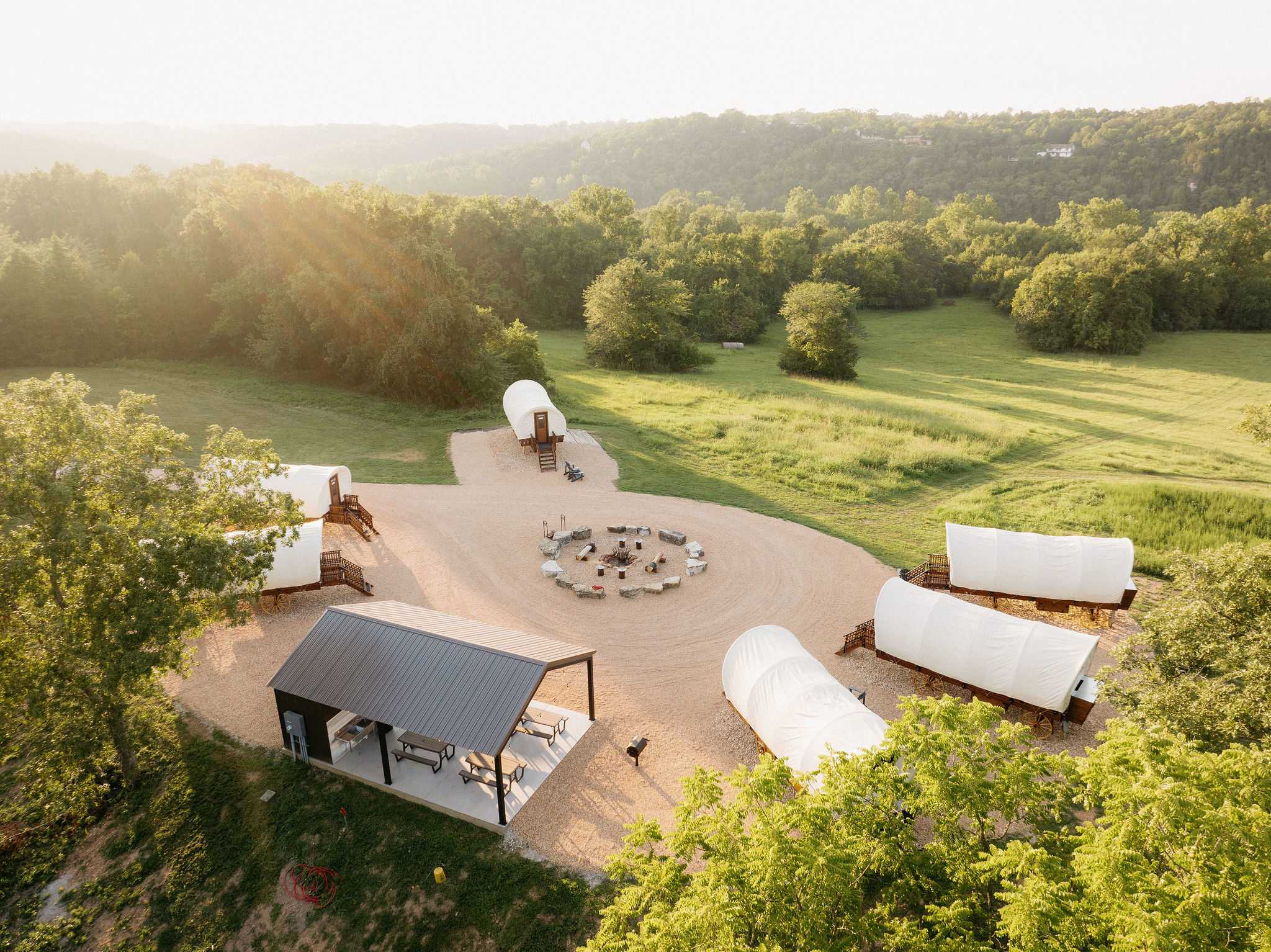 Ariel view of Conestoga Wagons
