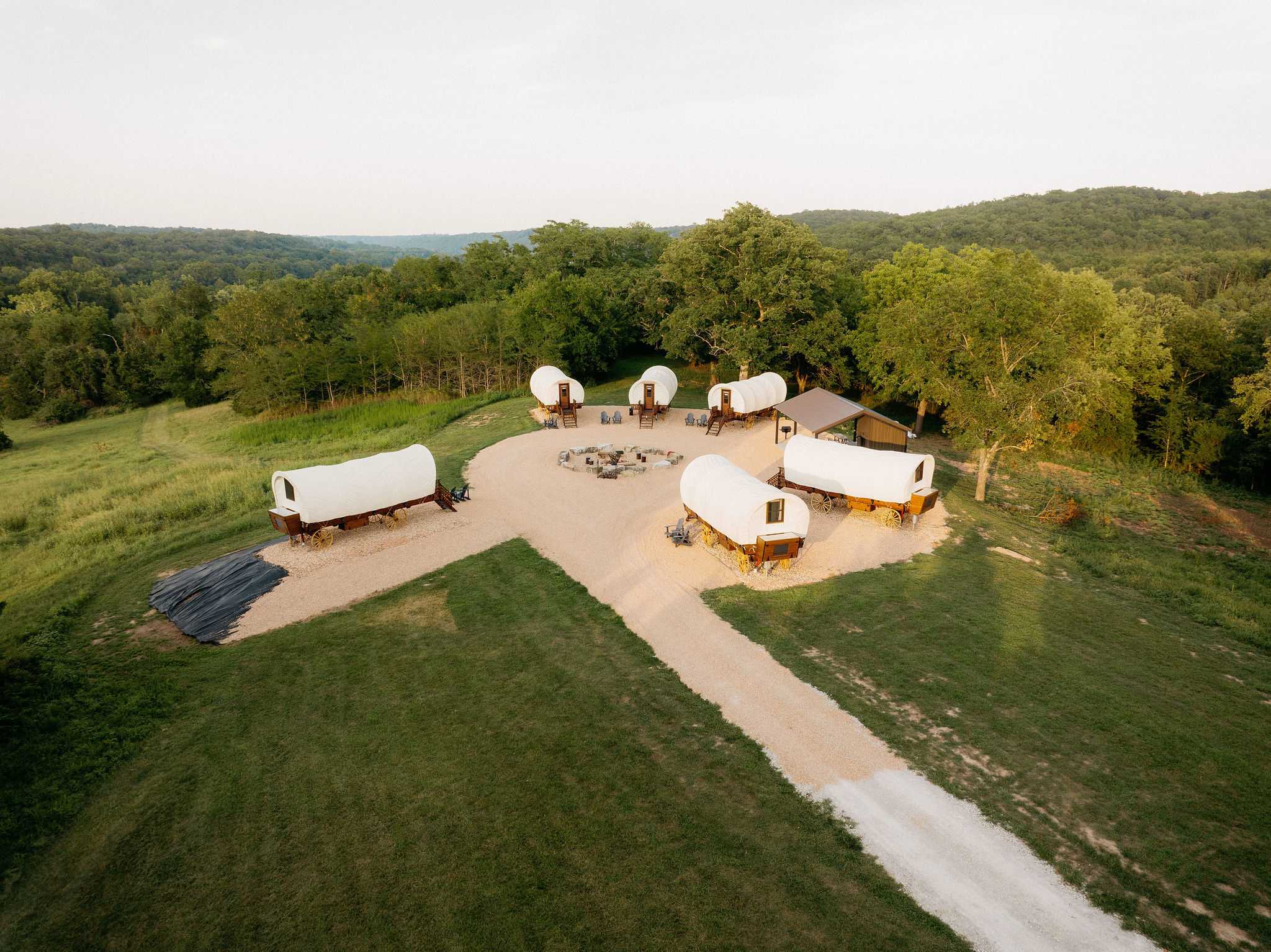 Ariel view of Conestoga Wagons
