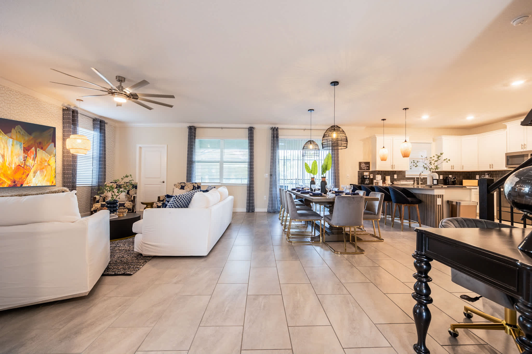 Experience luxury in this expansive living and dining area, perfect for gatherings and relaxation.