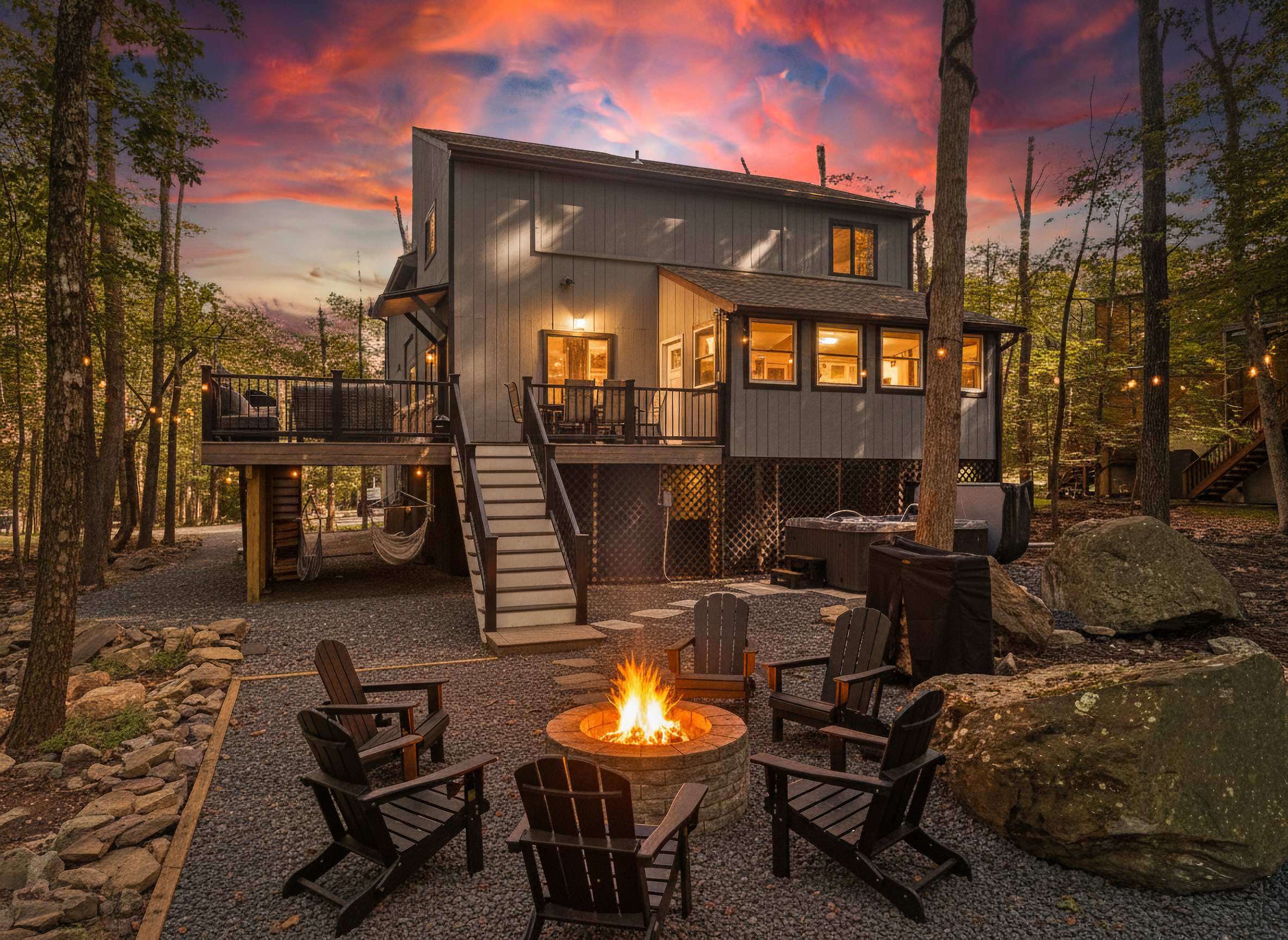 5BR Poconos Retreat | Hot Tub, Game Room, Beach