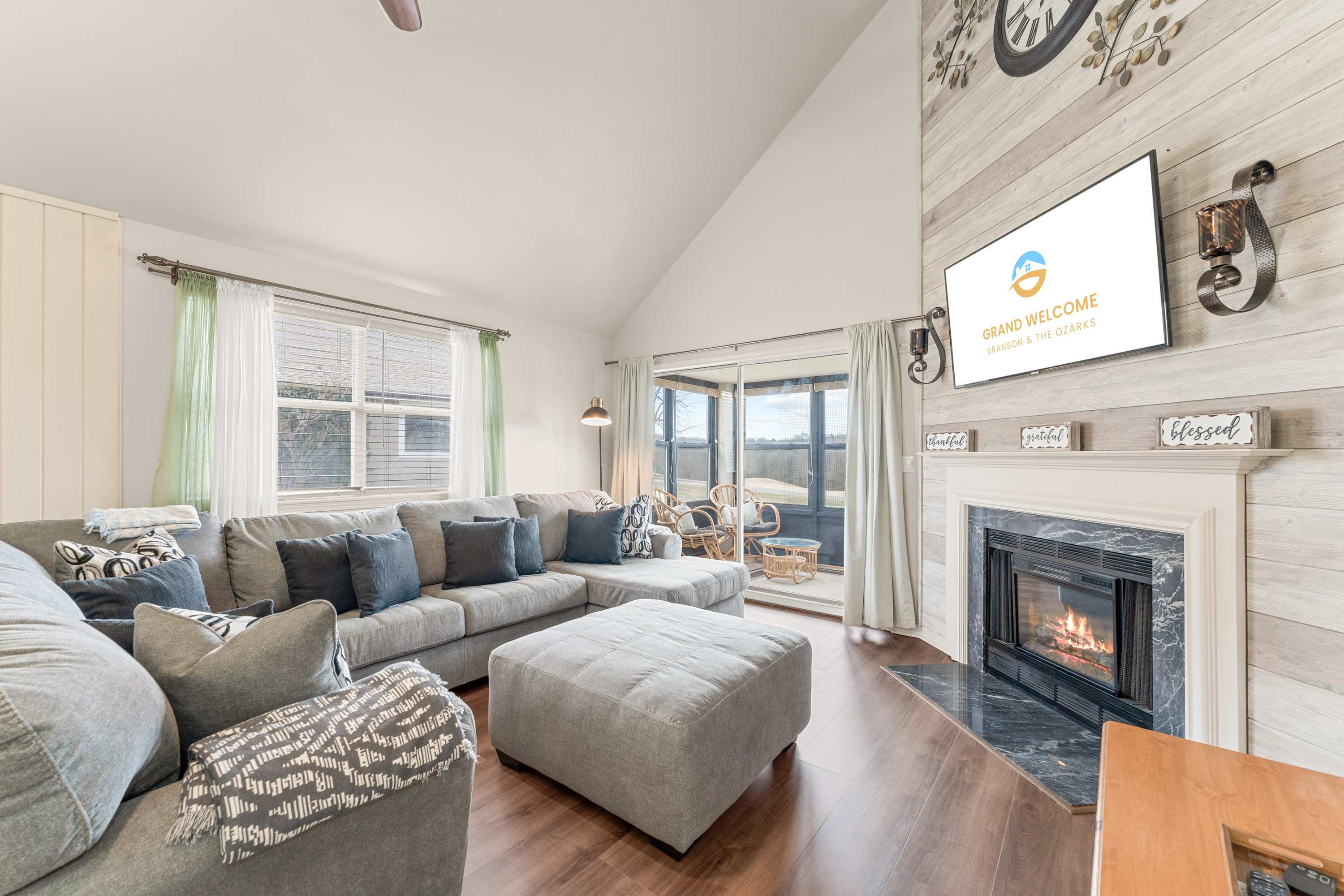 Curl up in the cozy living room & enjoy a movie night at home