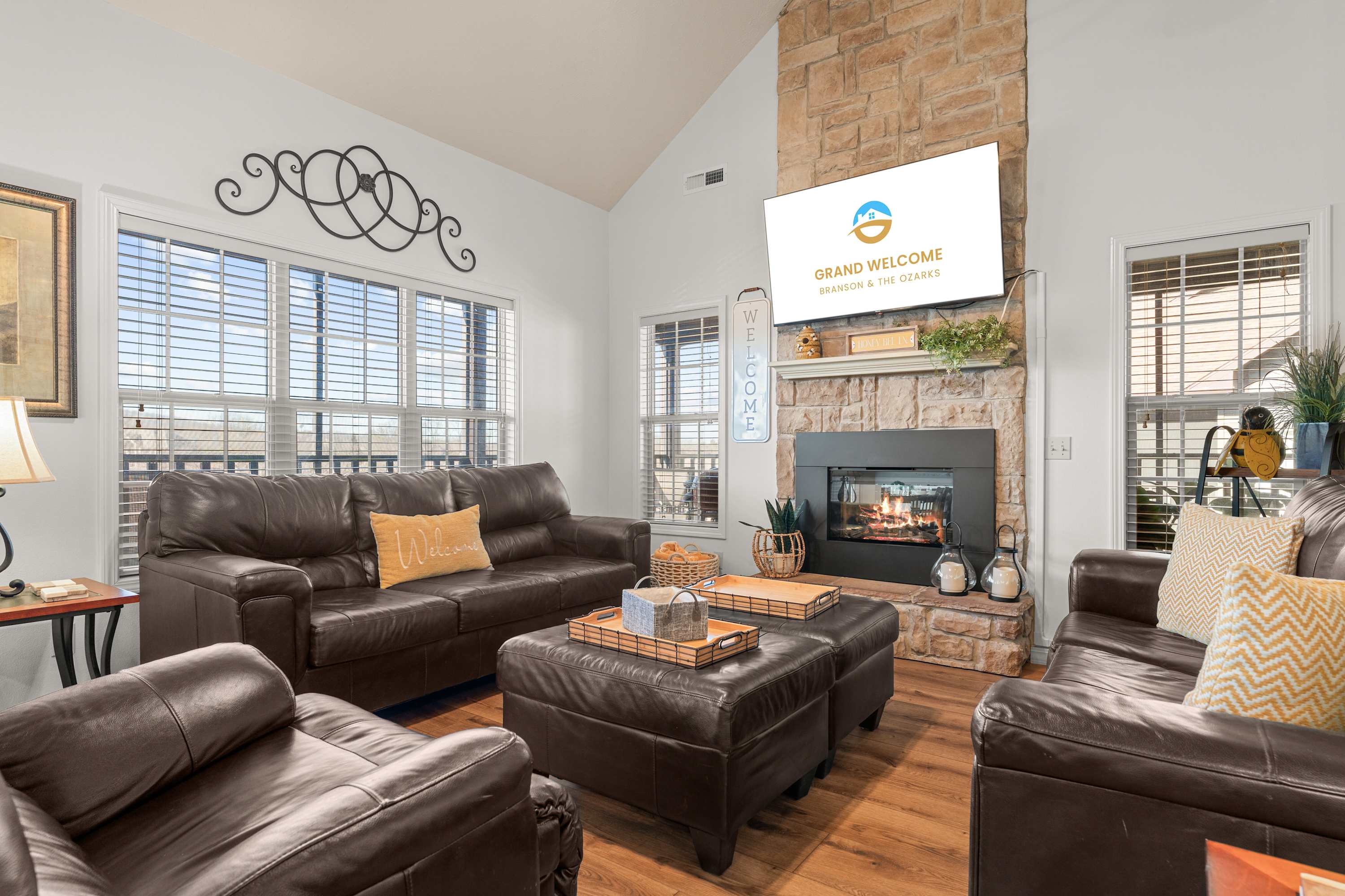 Enjoy gathering time watching movies or relaxing in front of the seasonal fireplace