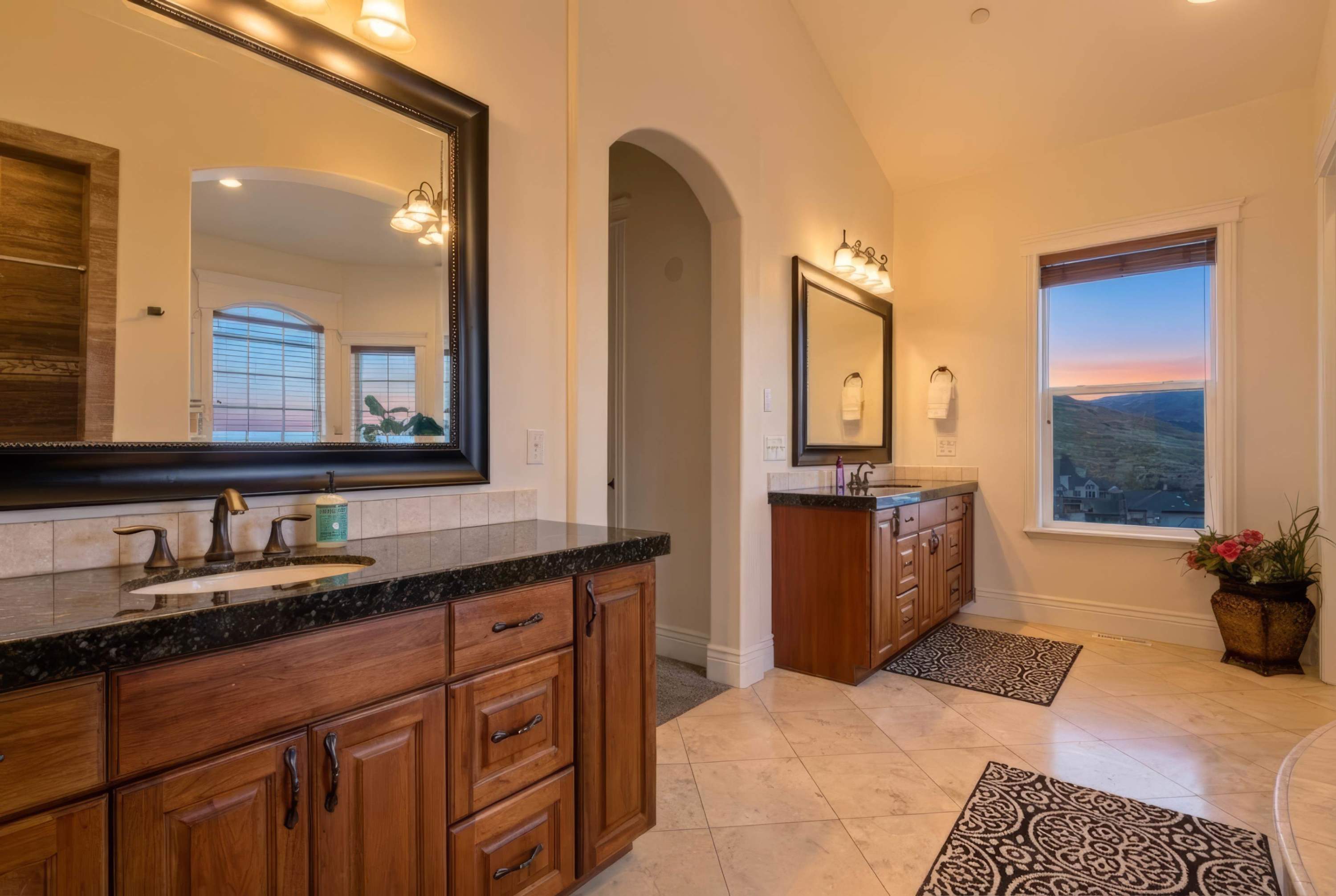 Large double vanity bathroom with plenty of room to get ready