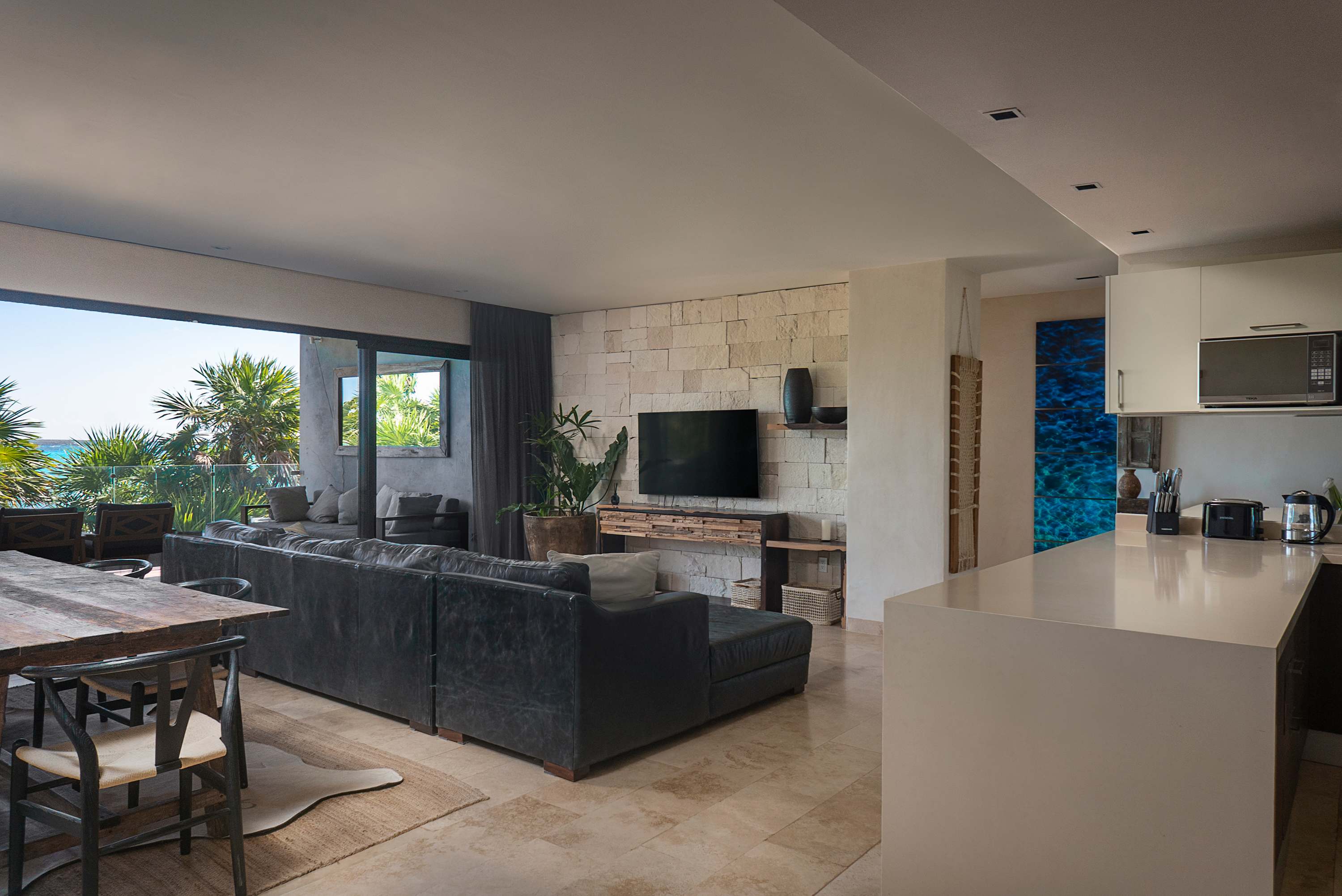 Beautiful living room with ocean view