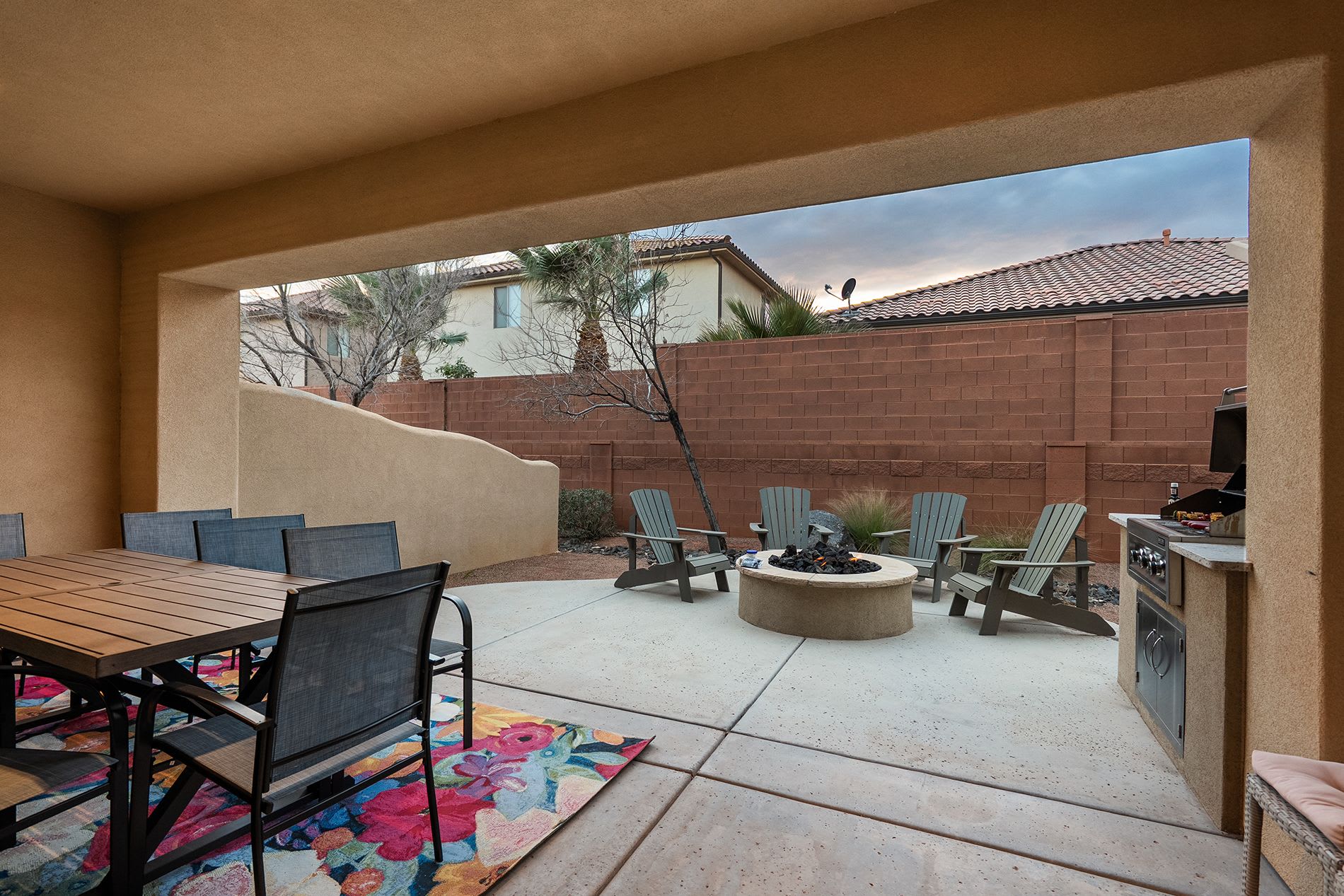 Covered patio perfect for outdoor dining and relaxation