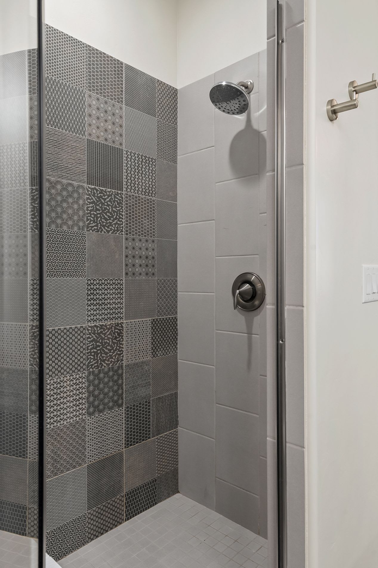 Tiled walk-in shower