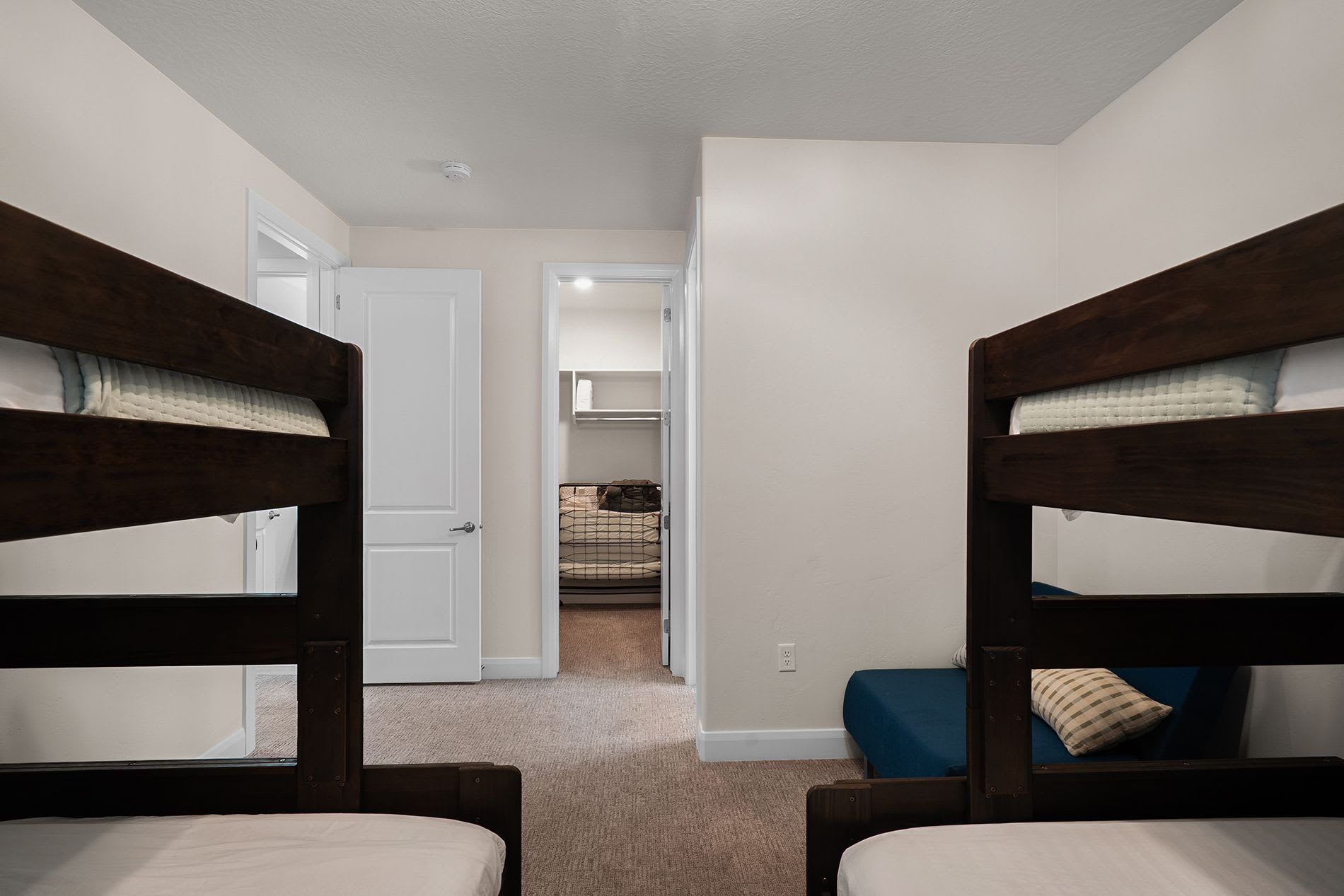 Multiple bunk beds for comfortable group sleeping