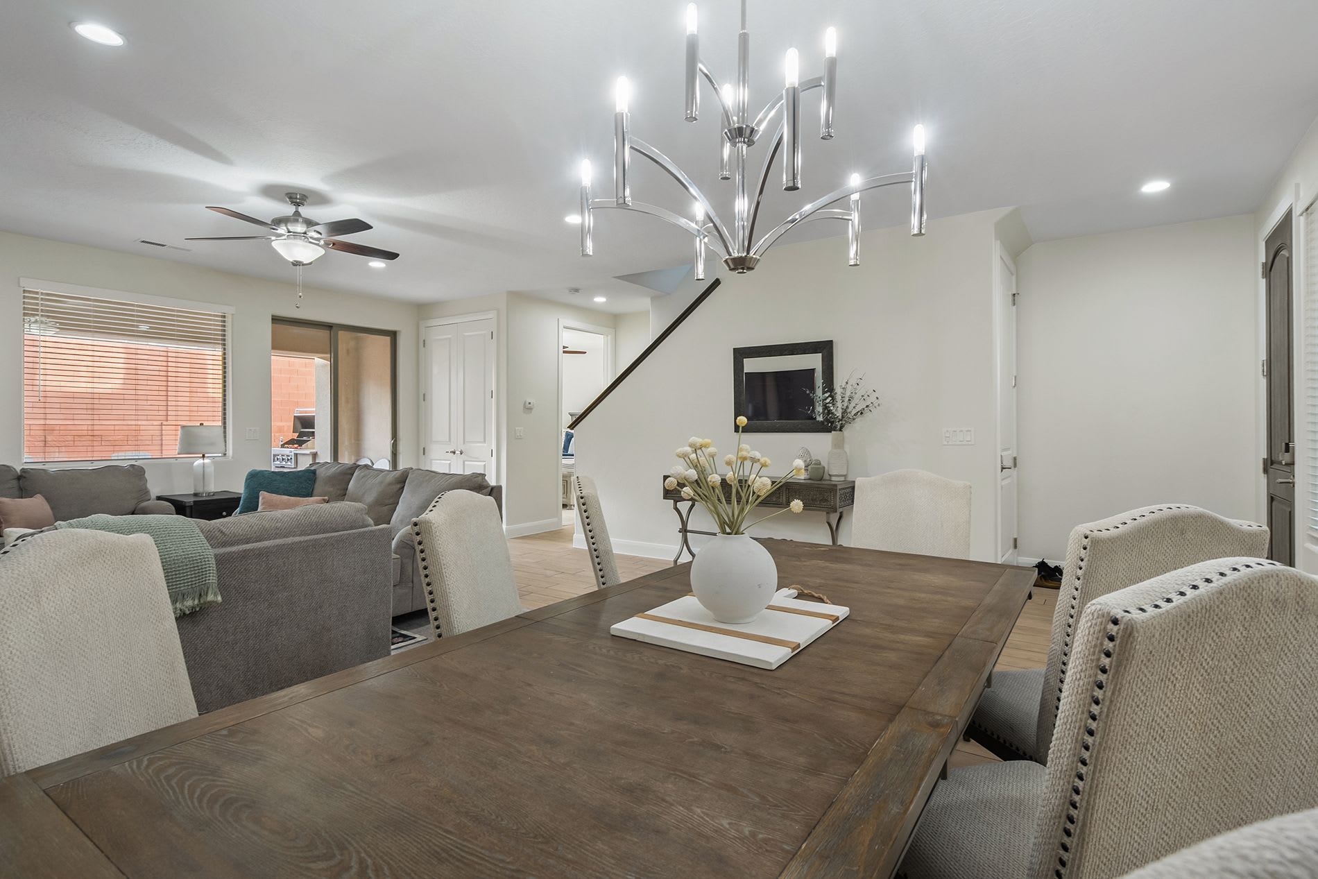 Dining area with large table for group meals