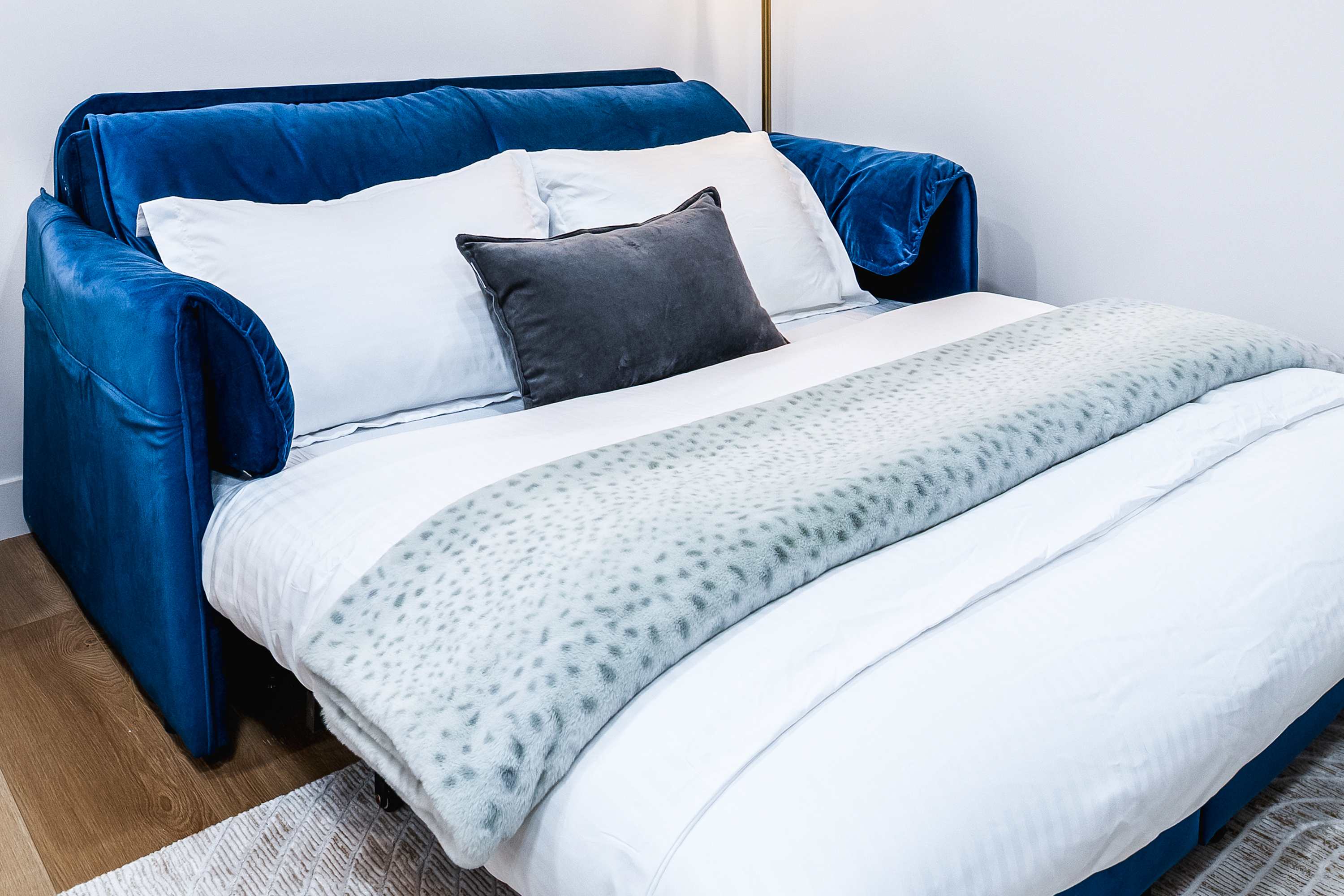 Comfortable sofa bed for additional sleeping space.