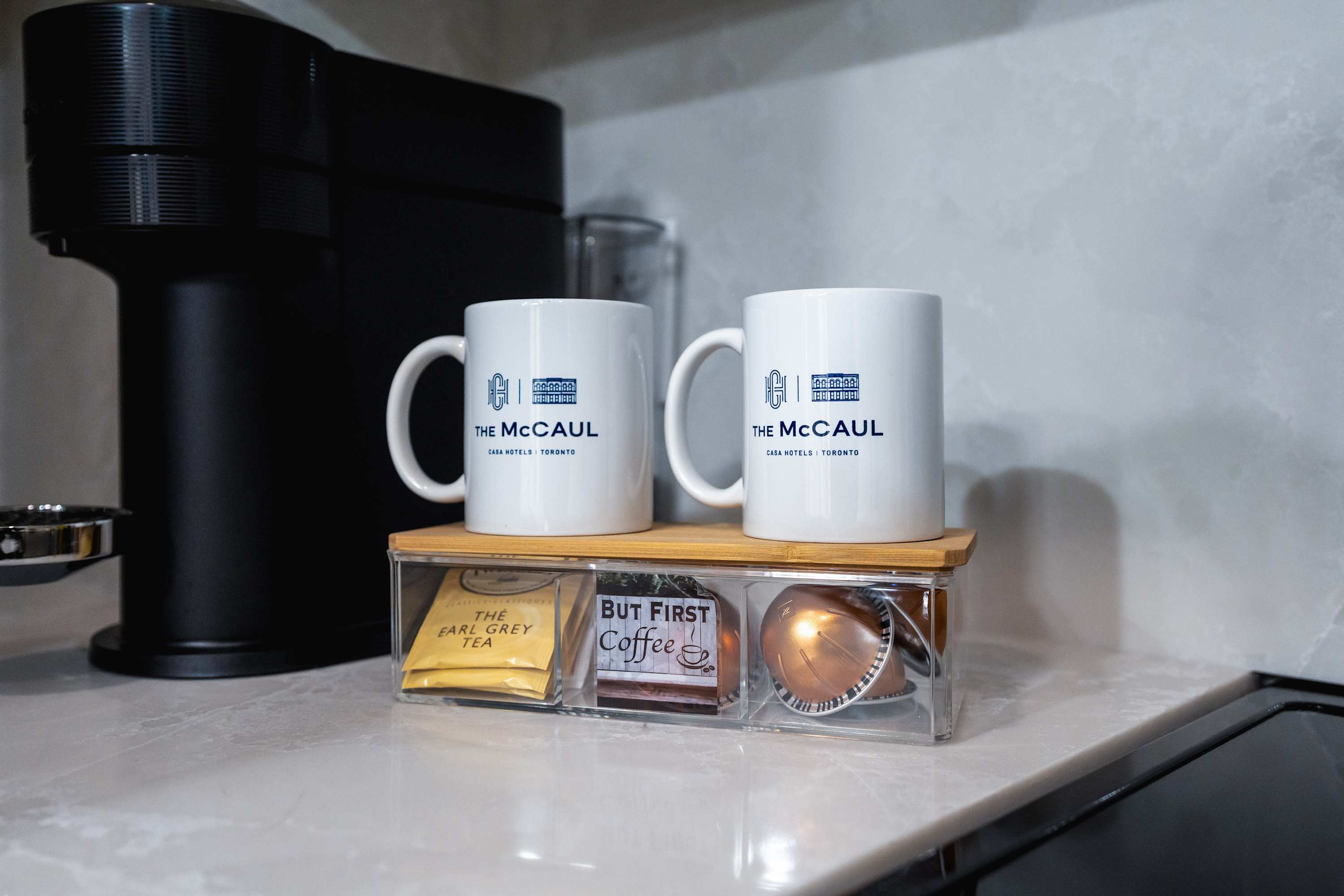 Convenient coffee station for your daily brew.