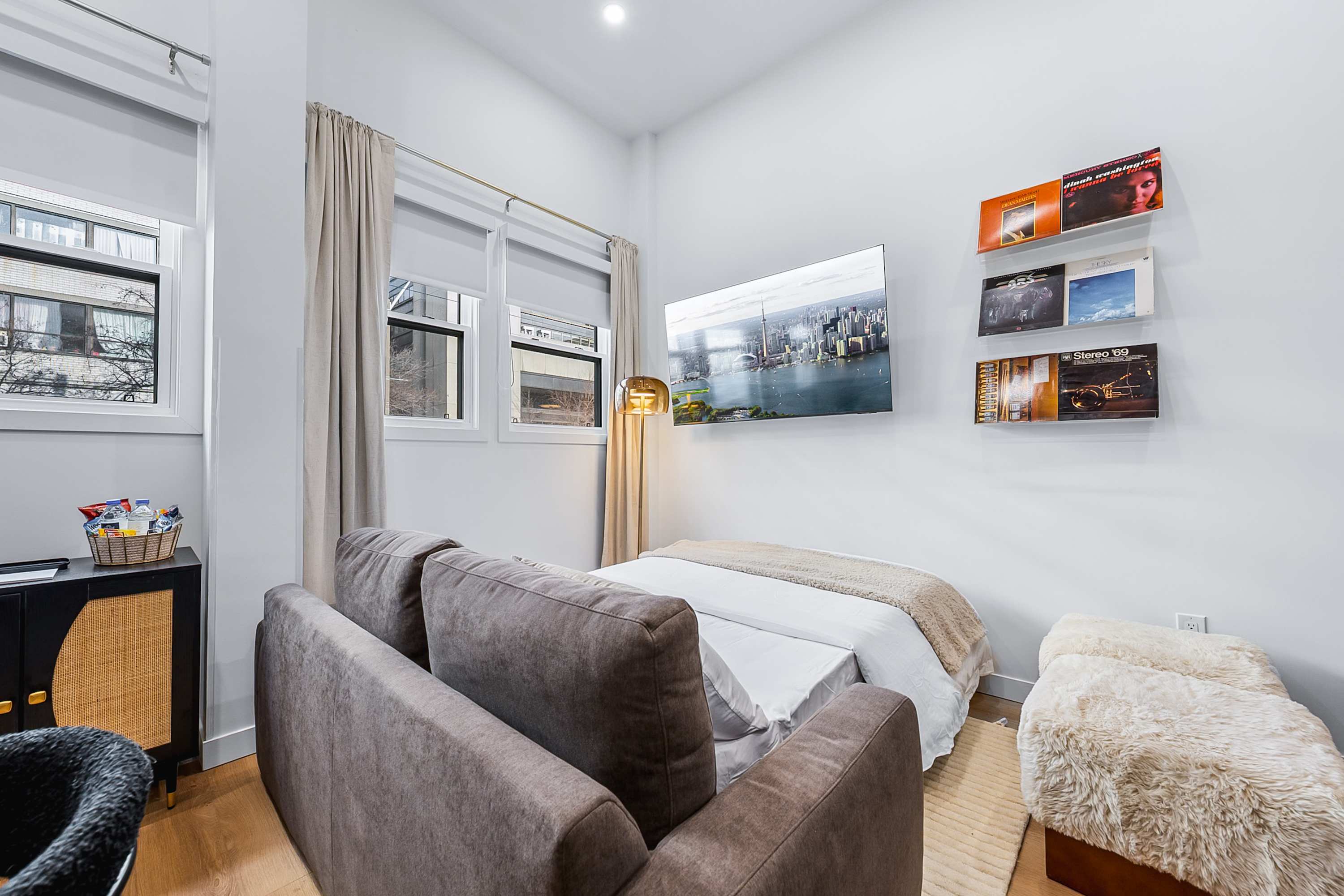 Comfortable sofa bed for additional sleeping space.