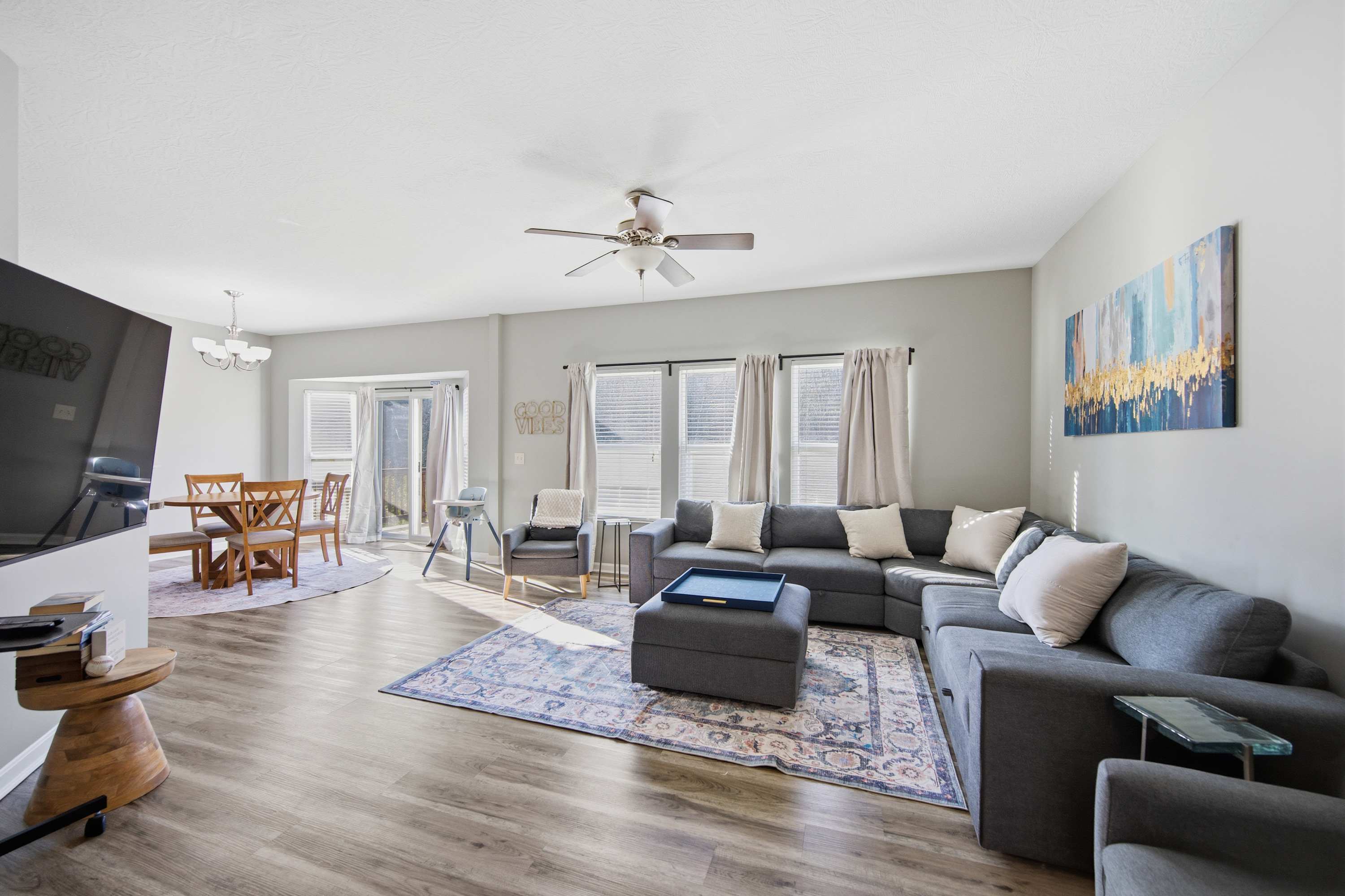 Curl up in the serene living room & stream your favorites on the smart TV