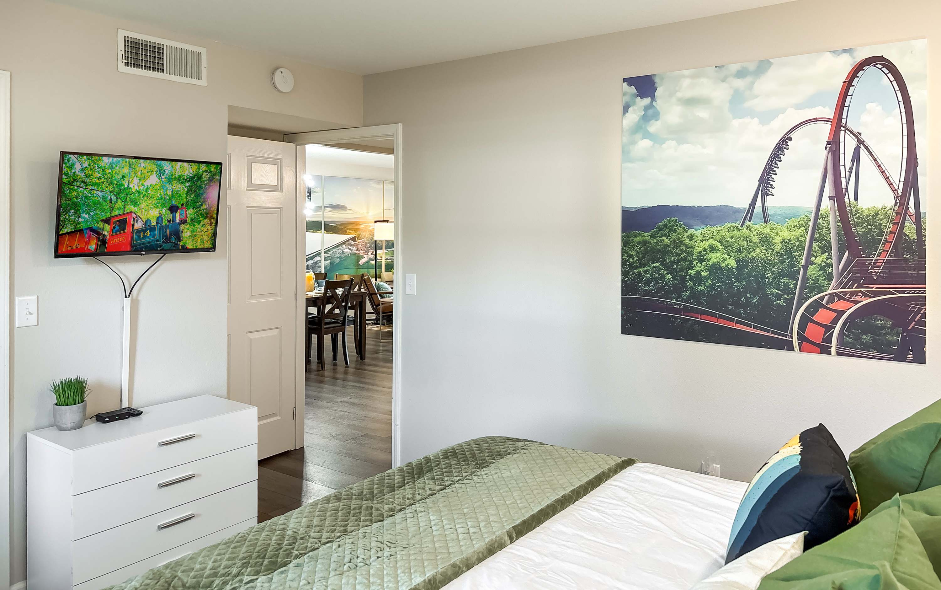 Here too you’ll have a dresser and your own Smart TV.