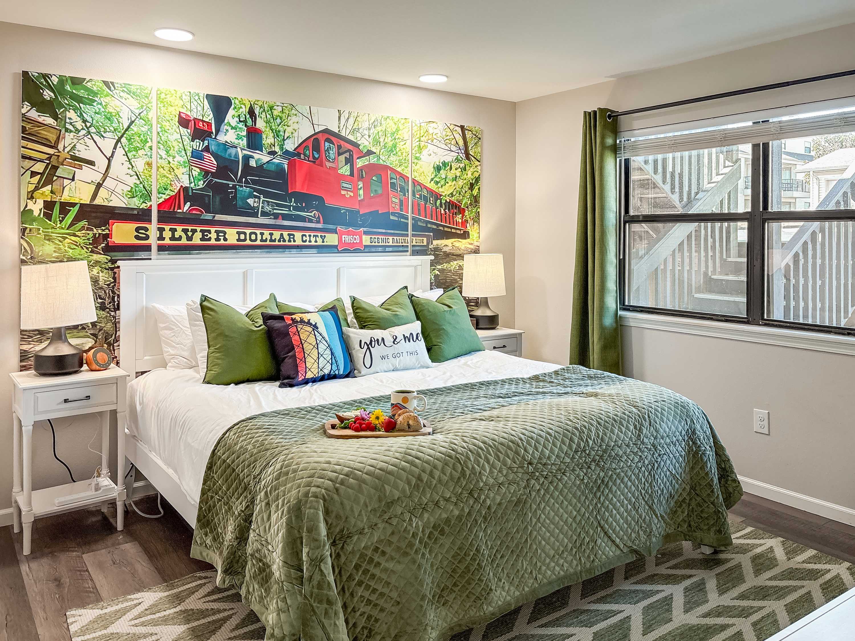 The second bedroom has a luxurious King bed.