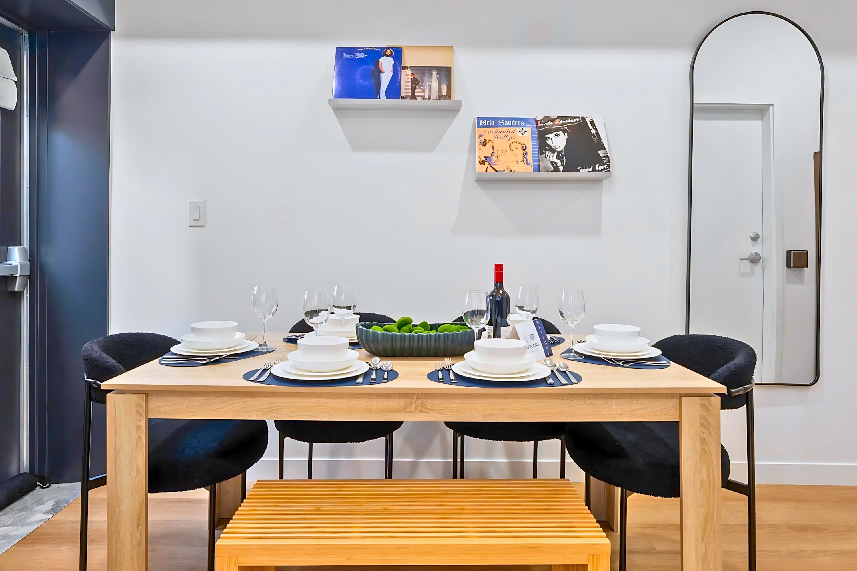 Compact dining space with modern finishes.