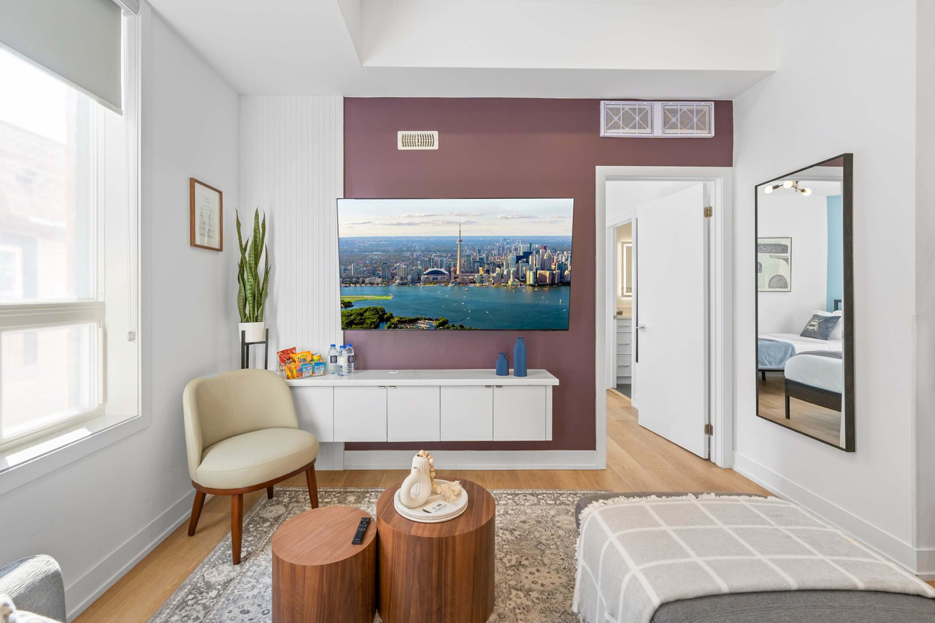 Spacious living room with a cozy design.