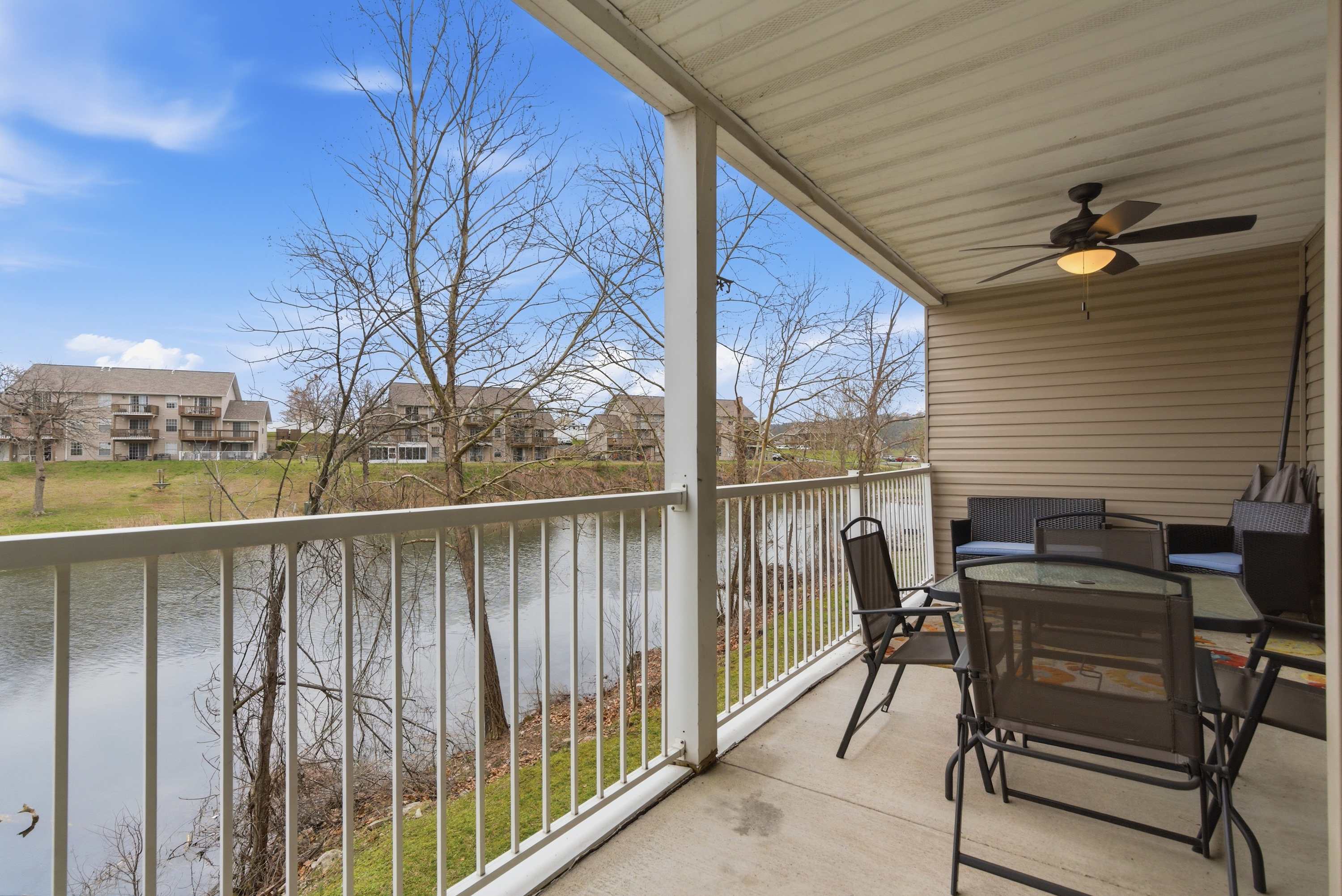 Lounge the day away or dine alfresco with water views on the patio​
