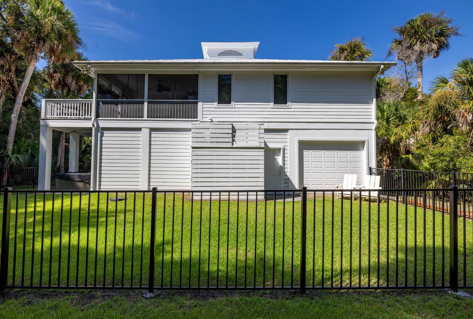 Fenced in backyard