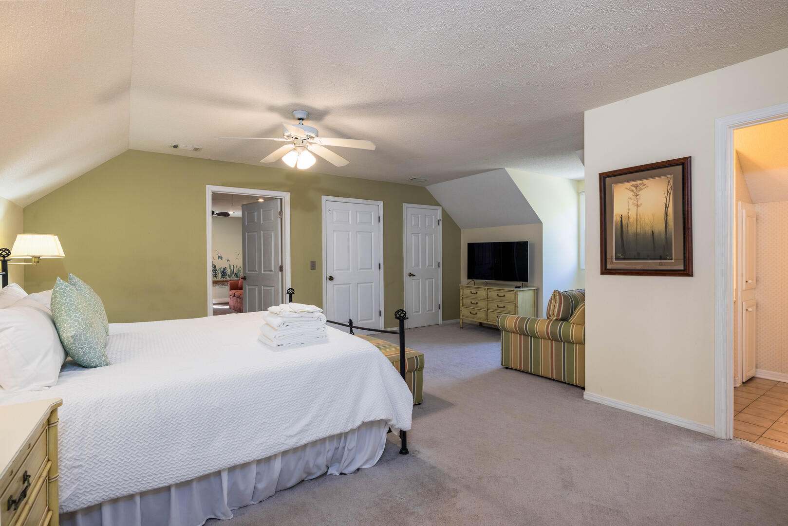 Second floor guest bedroom with en suite bathroom. Please note that bunk bedroom is off of this bedroom.