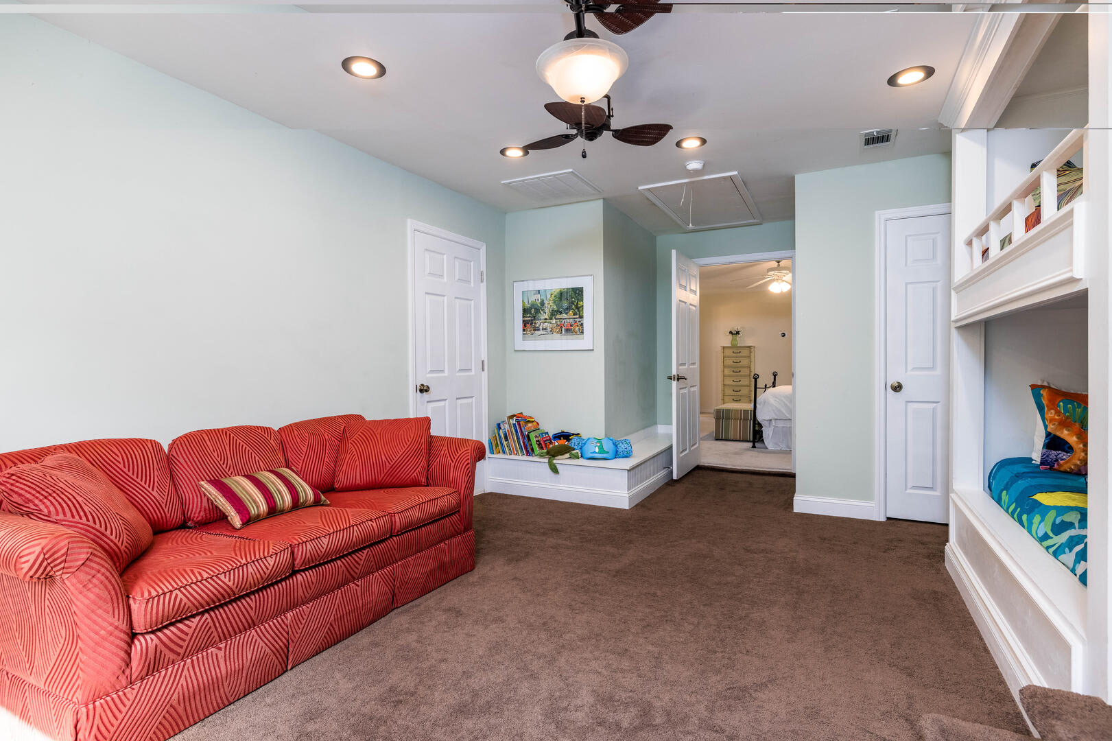 Second floor guest bedroom with en suite bathroom. Please note that bunk bedroom is off of this bedroom.