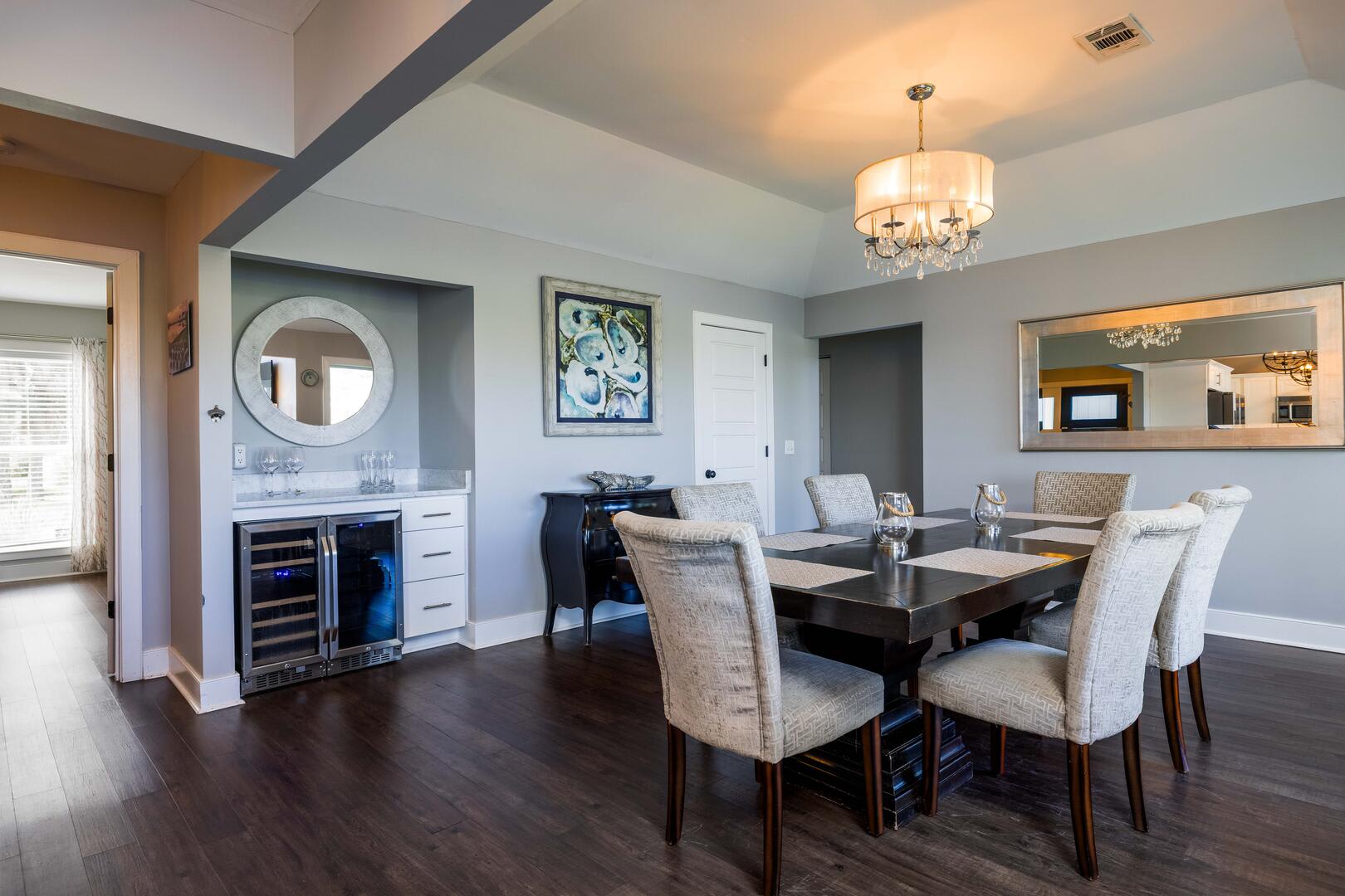 Open concept dining room with bar area