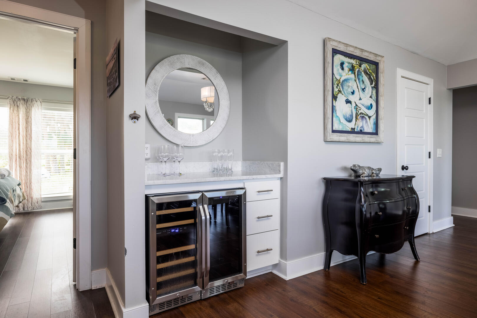 Open concept dining room with bar area