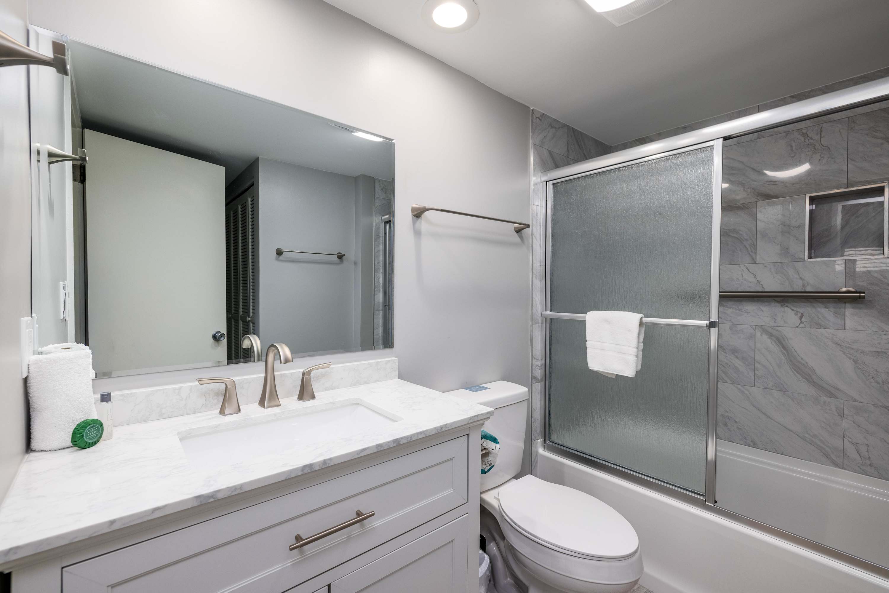 Fully Renovated Guest Bathroom with Shower/ Tub Combo 