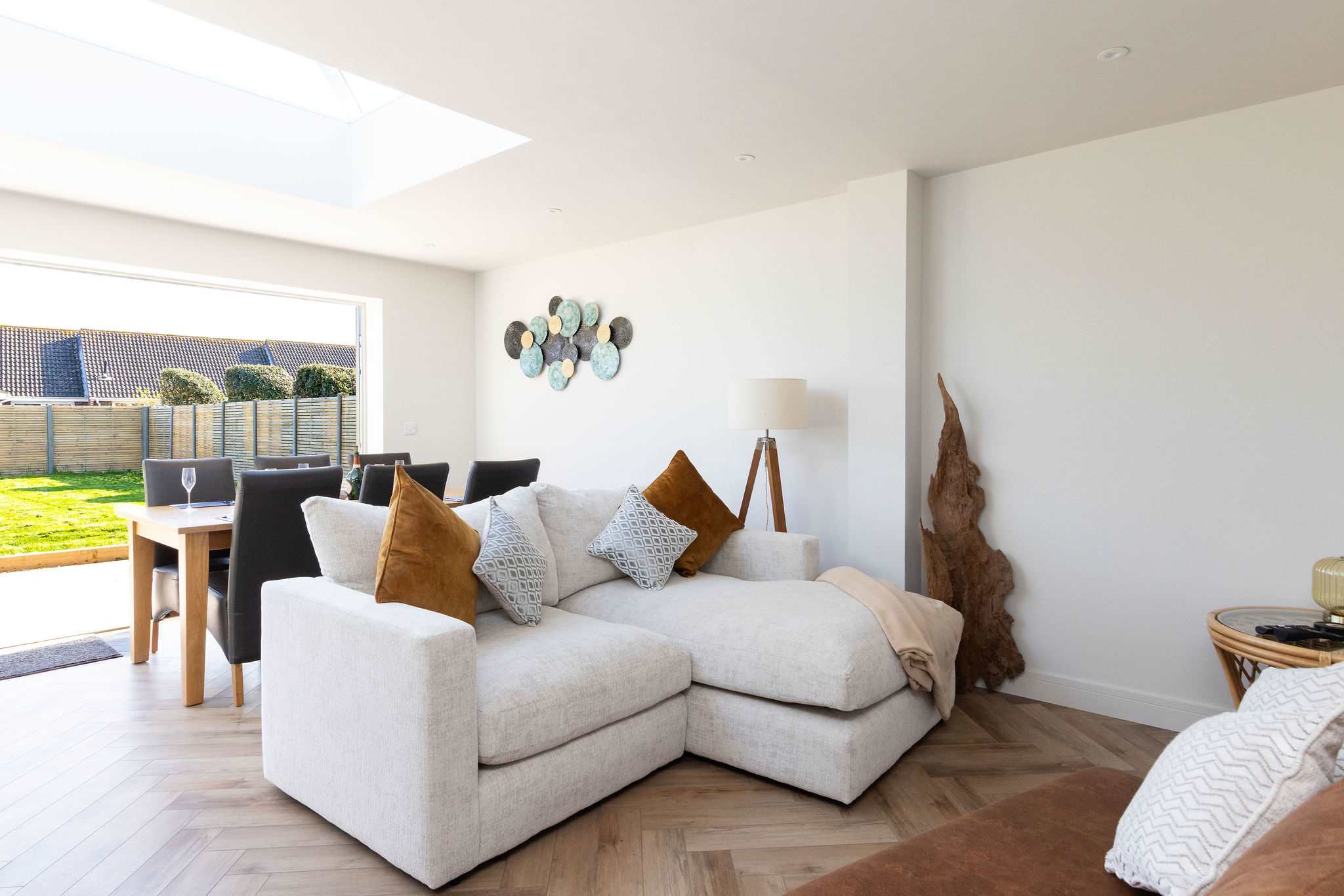 Bright and inviting interiors designed for comfort, perfect for unwinding after a day by the sea.