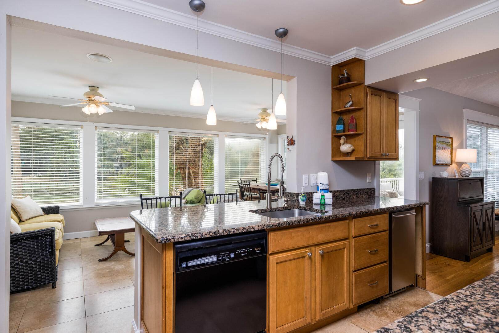 Kitchen with Bar to Den