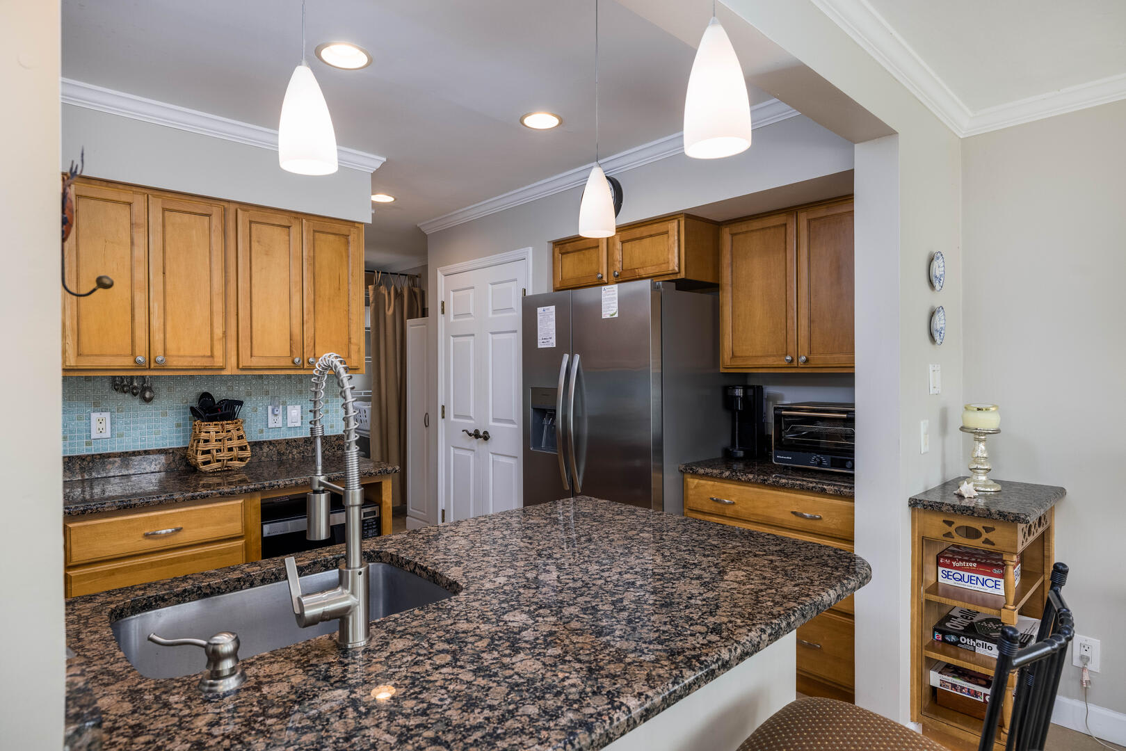 Kitchen with Bar to Den