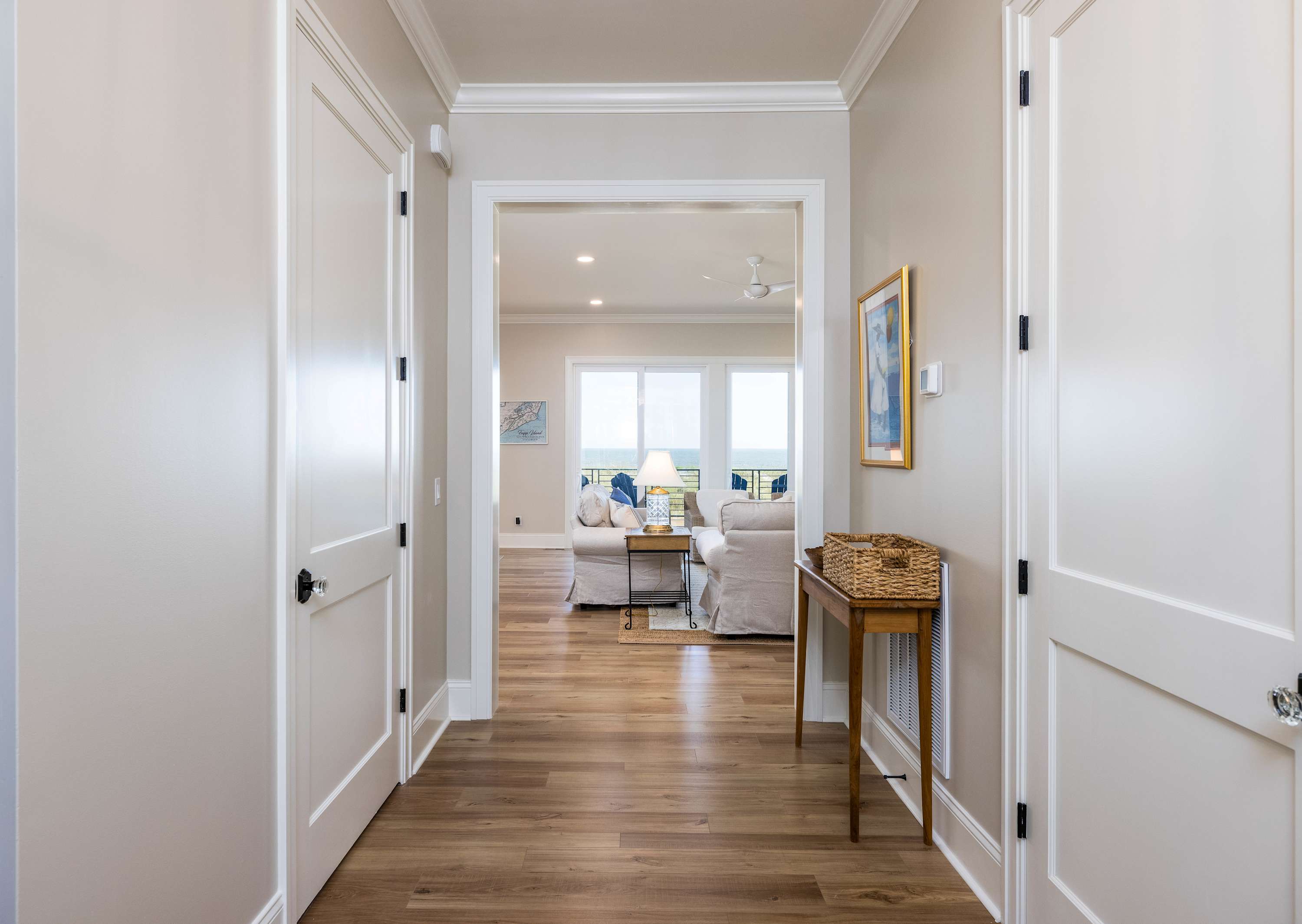 Hallway to Living Room, Hall Bathroom and Bunk Bedroom