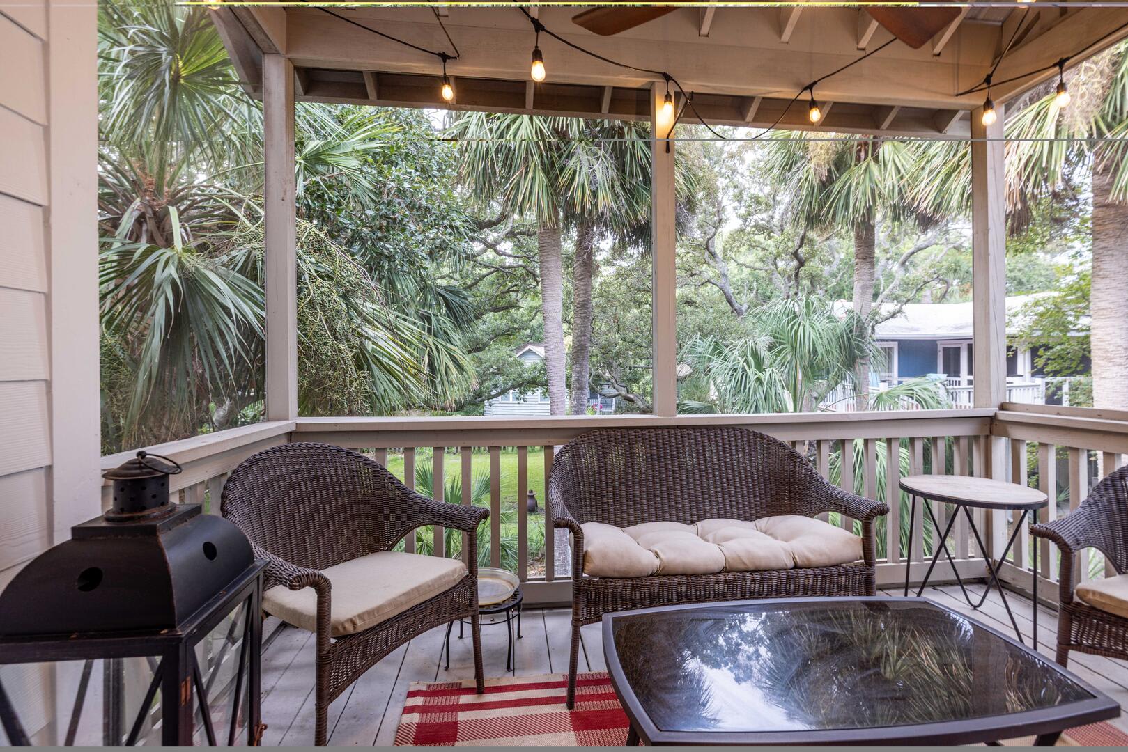 Screened Porch with Patio Lights