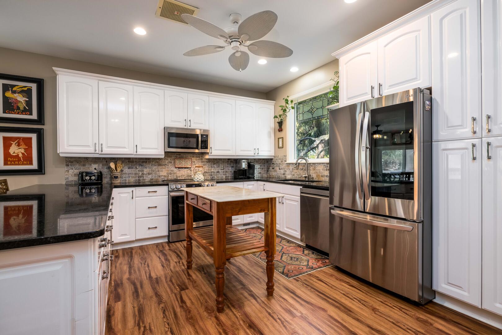 Kitchen with Butcher Block Island