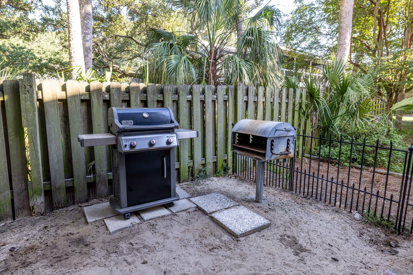 Barbeque Area with Gas and Charcoal Grills