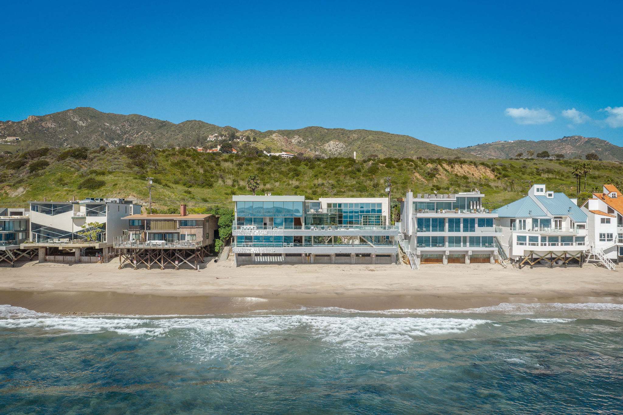 Oceanfront estate positioned along Malibu Road.
