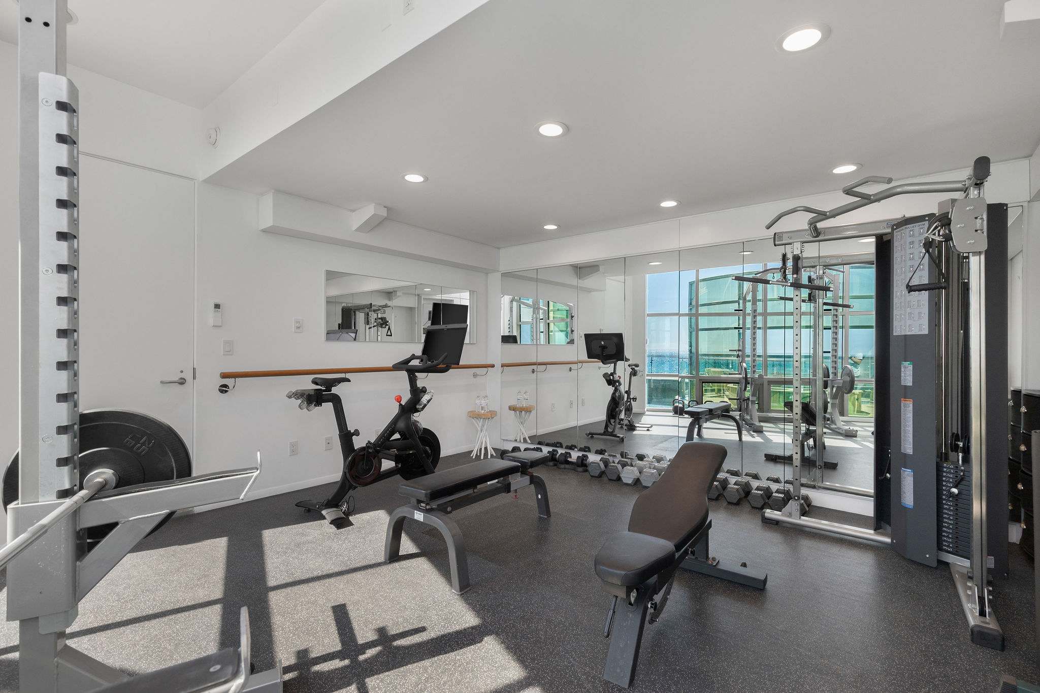 Private fitness studio within this Malibu luxury residence.