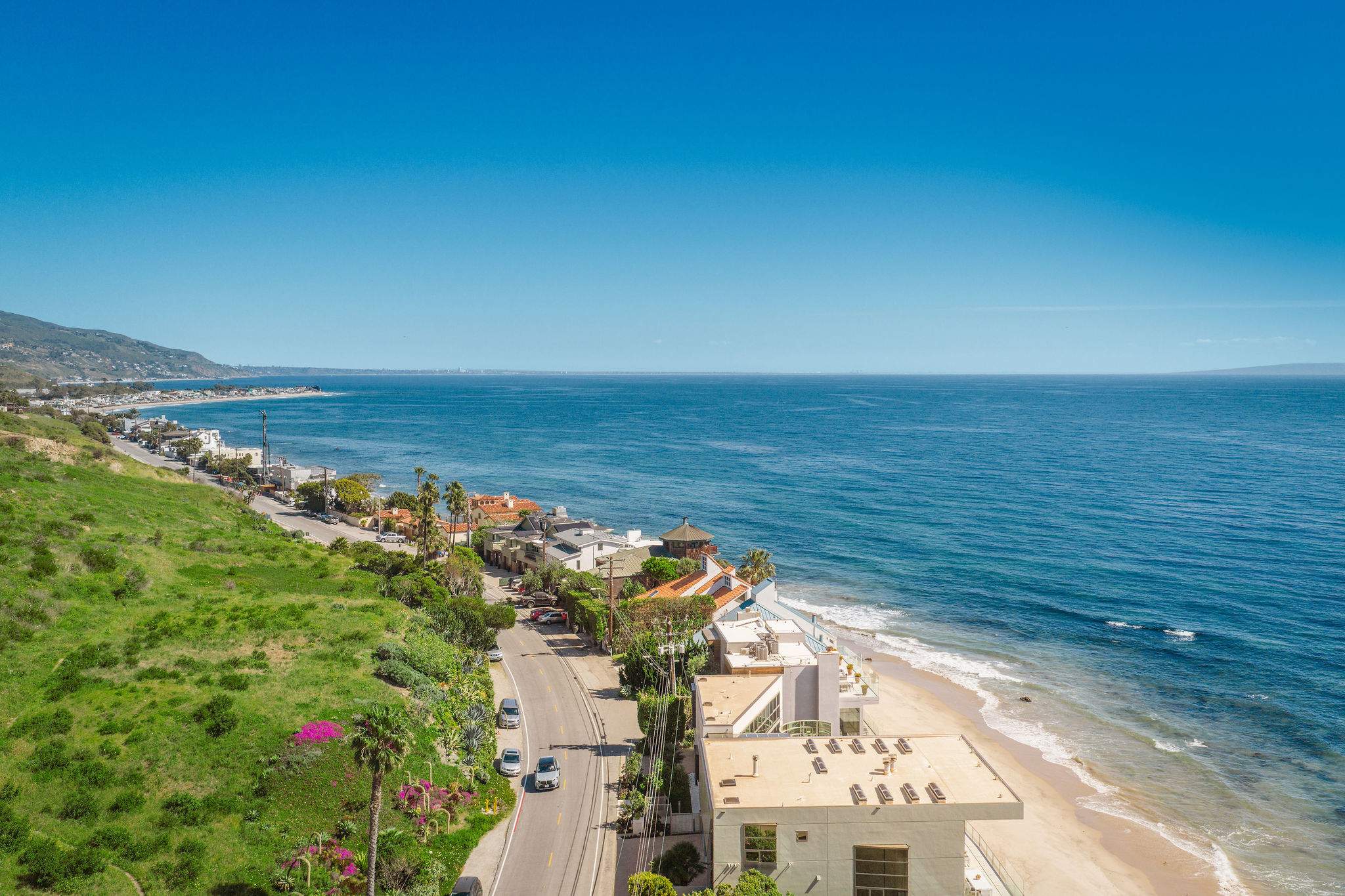 Aerial view of Malibu’s iconic Pacific coastline.