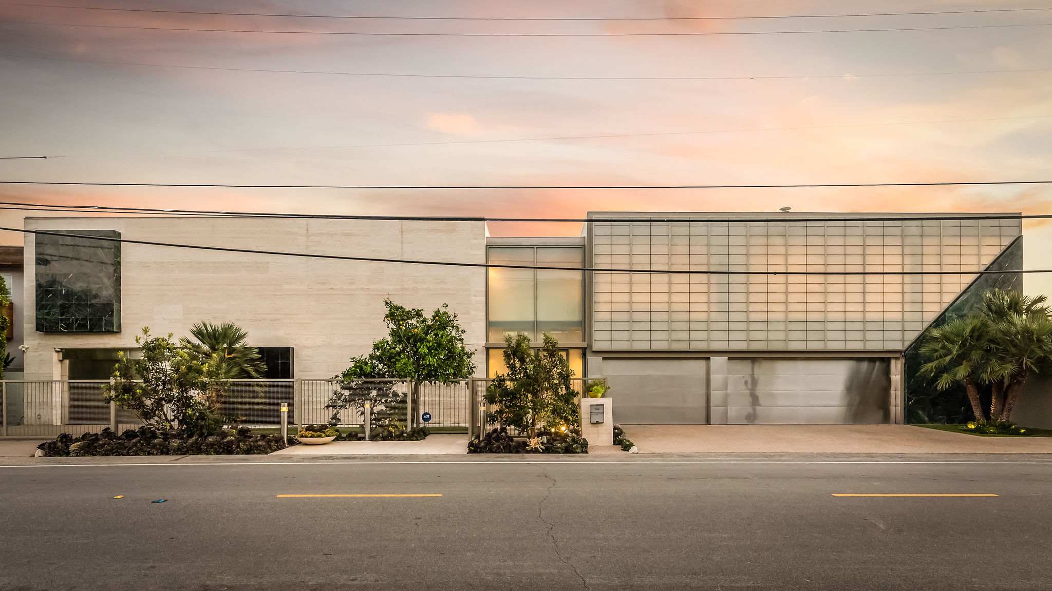 Contemporary Malibu beachfront architecture along prestigious Malibu Road.