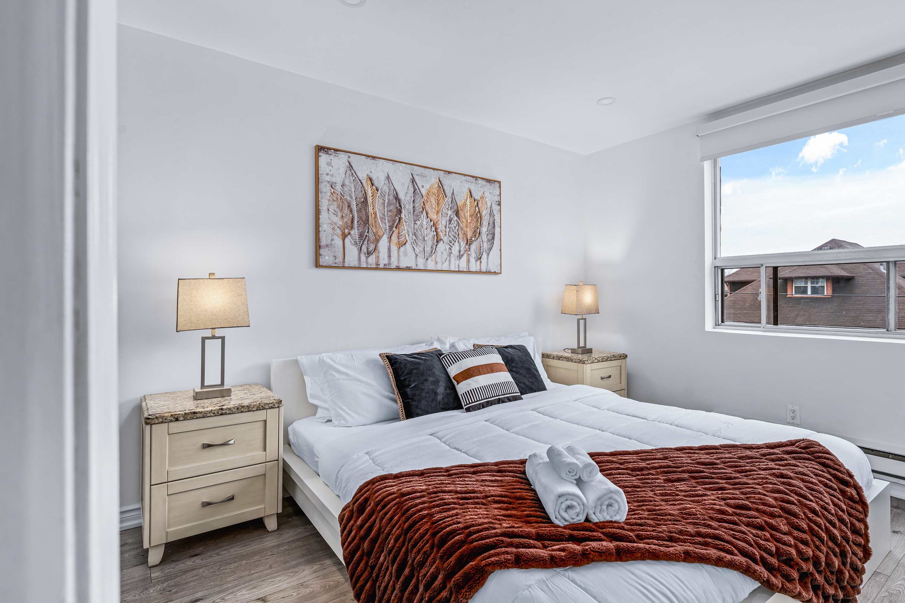 Private bedroom retreat with soft lighting.