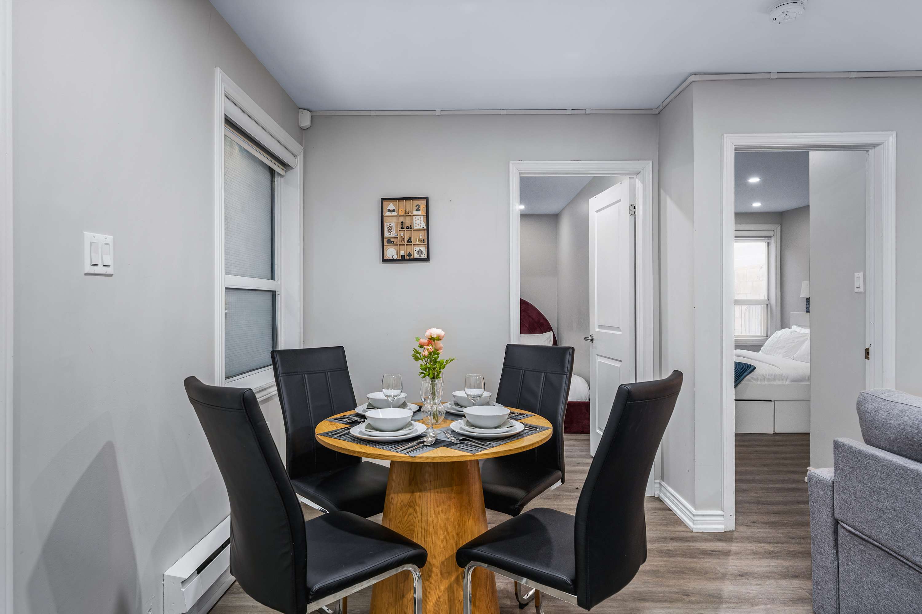 Cozy dining setup perfect for group dinners.