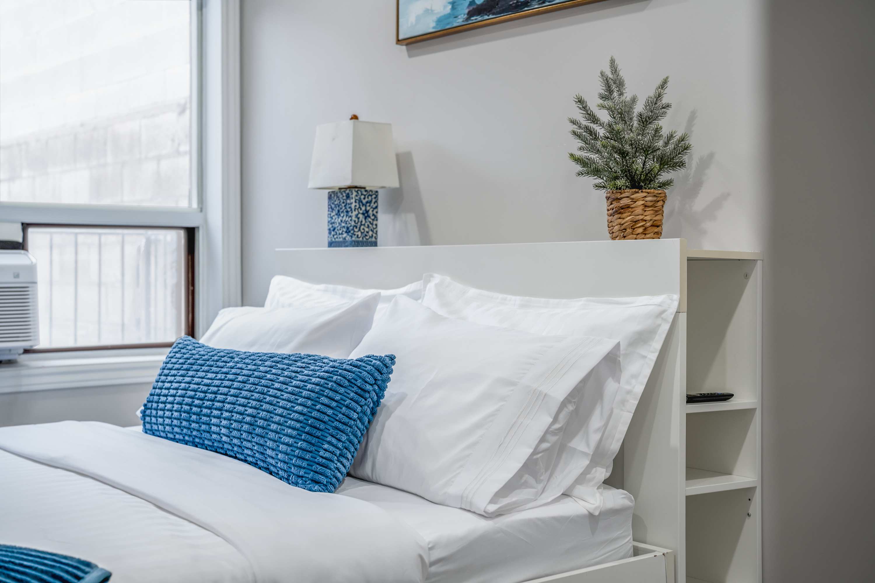 Relaxing bedroom with modern touches.