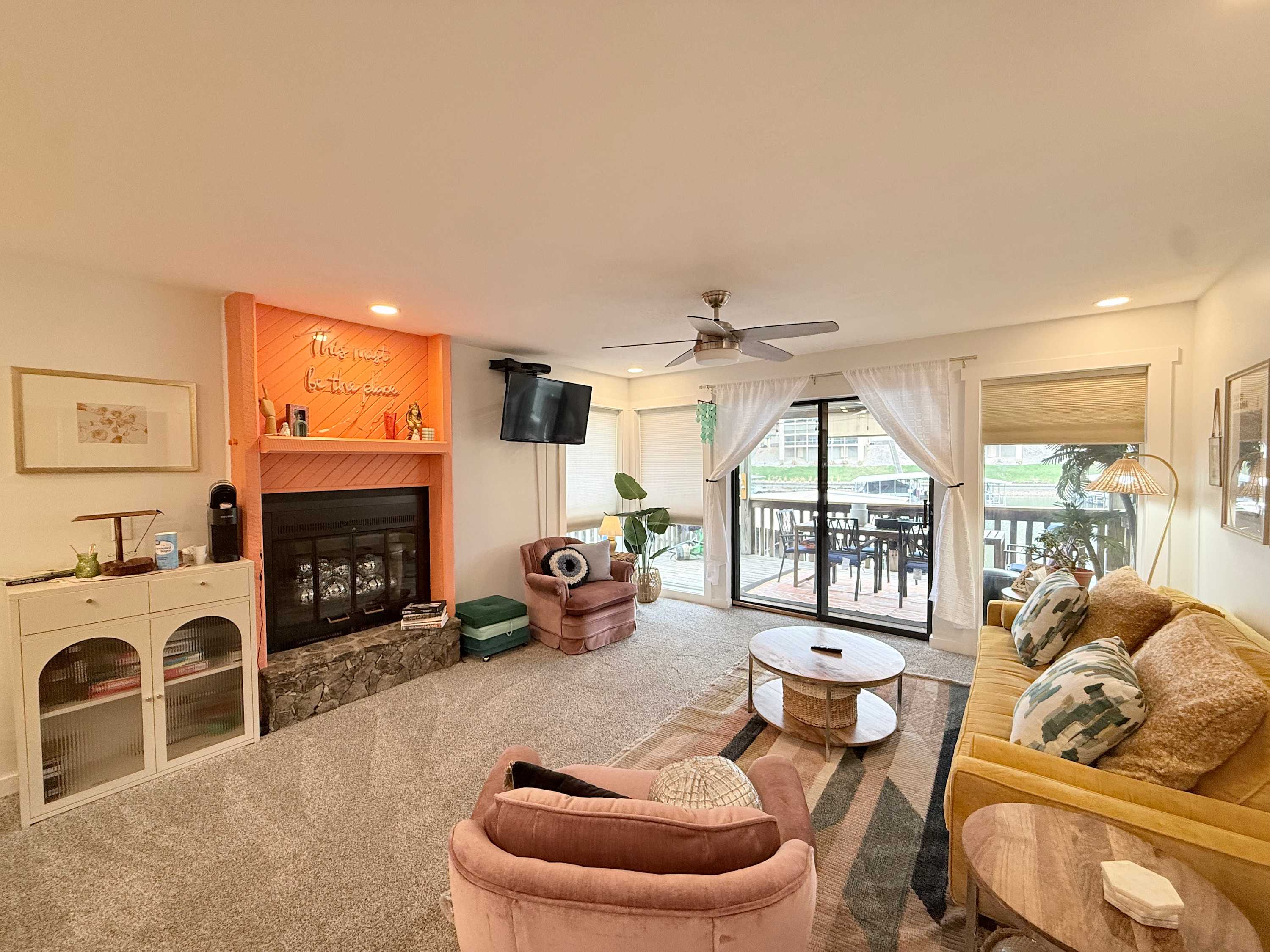 Curl up in the inviting living room & stream your favorites on the smart TV​