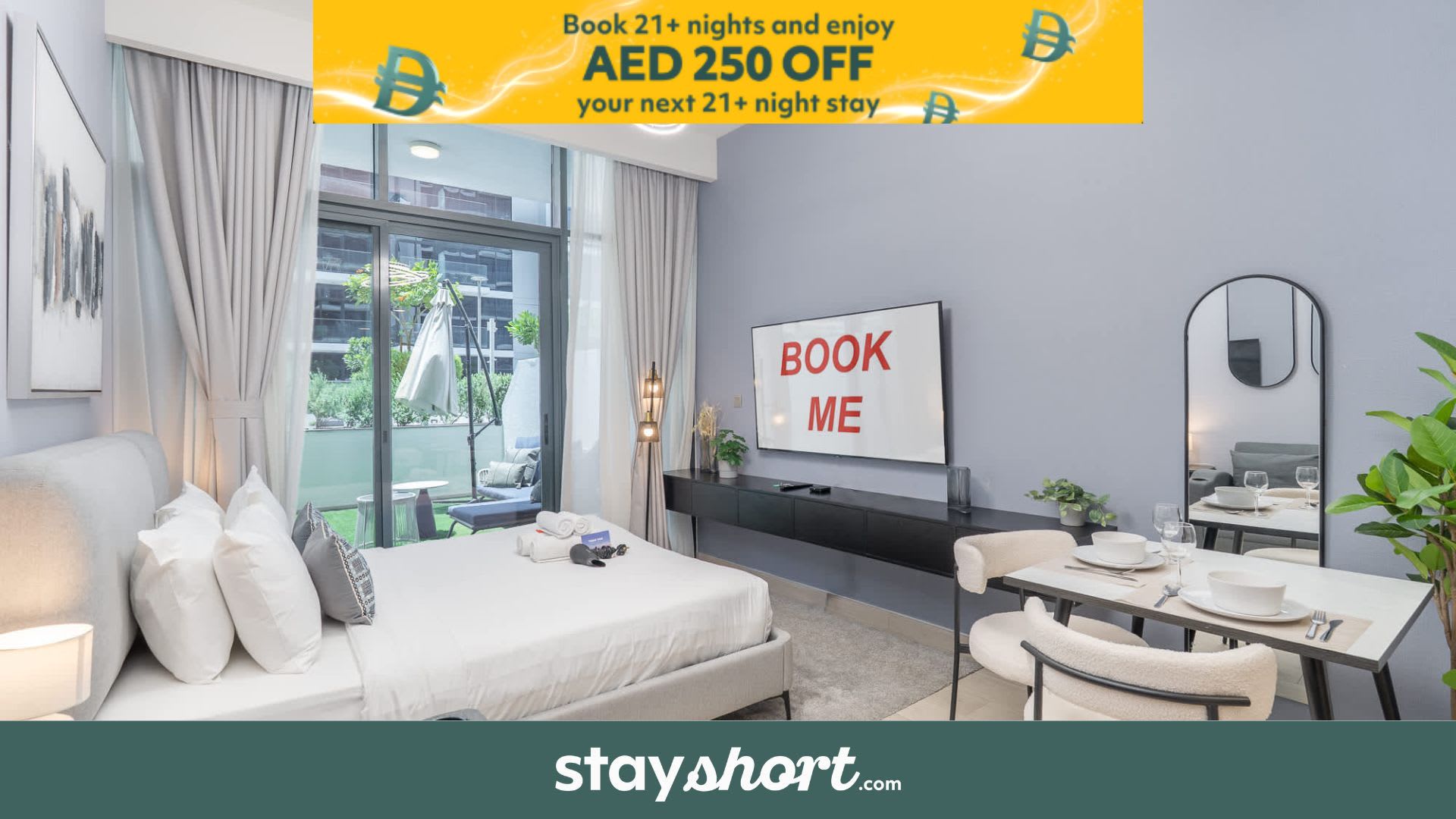 Free housekeeping visits during your stay - StayShort - Serene Meydan Studio with Garden Retreat! — Meydan, Dubai — vacation rental